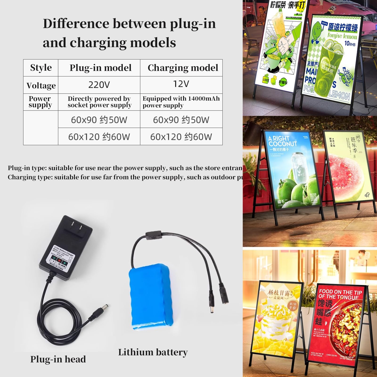 LED-Hintergrundbeleuchtetes Menübrett, Aluminiumschild für Restaurants und Kinos, winddichtes und stabiles Design
