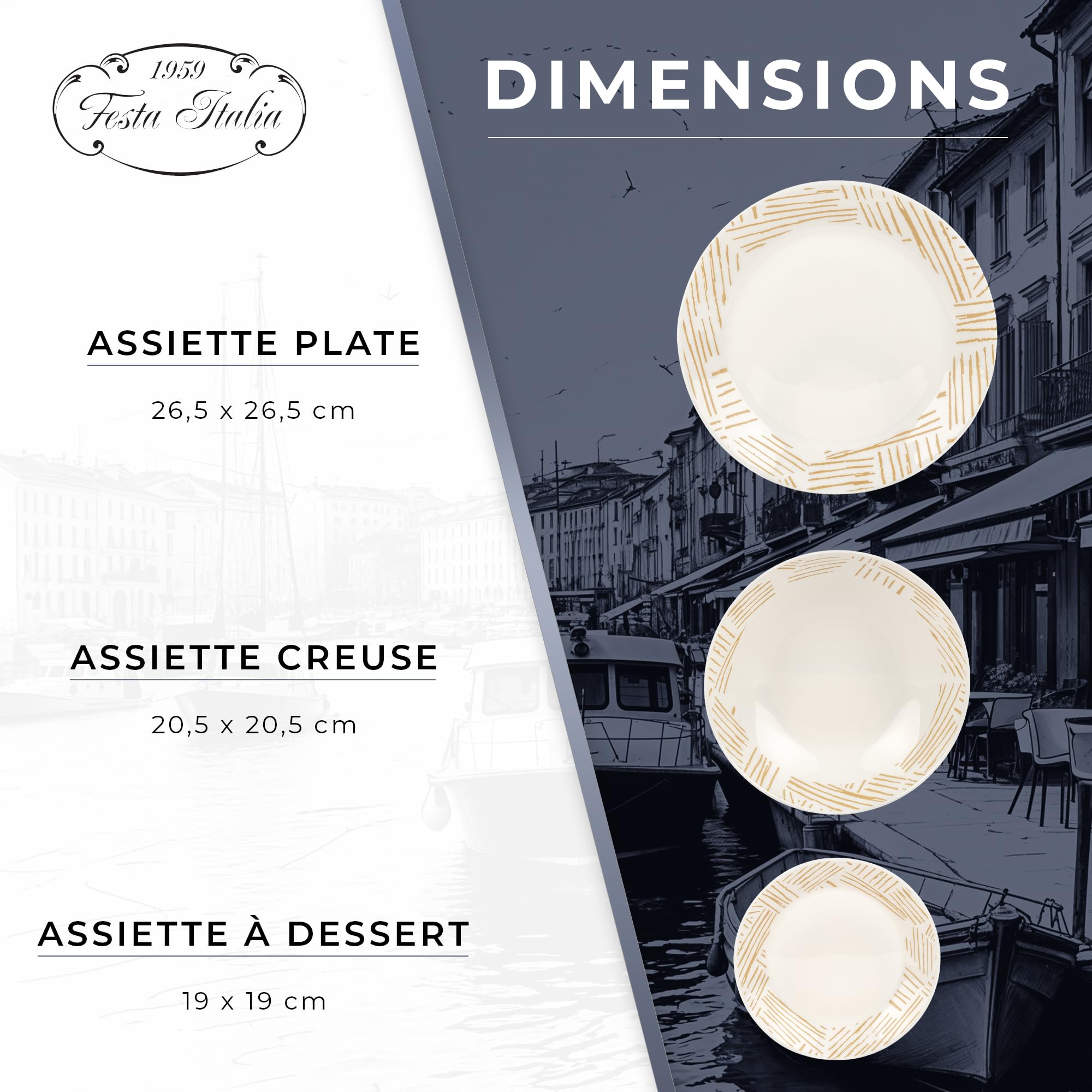 Service Vaisselle 6 Personnes - 18 Pièces - Verre - Assiettes Service de Table - Ensemble Vaisselle de Table Moderne - Assiette et Arts de la Table - Assiettes Plates