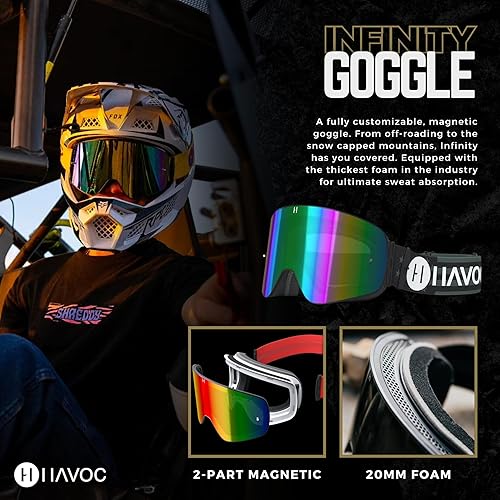 Miniatura 2 de Havoc Racing Magnetic Frameless Goggles - For Motocross, Dirt Biking, Snowboarding, ATV, & UTV - UV Blocking Anti-Fog Goggles