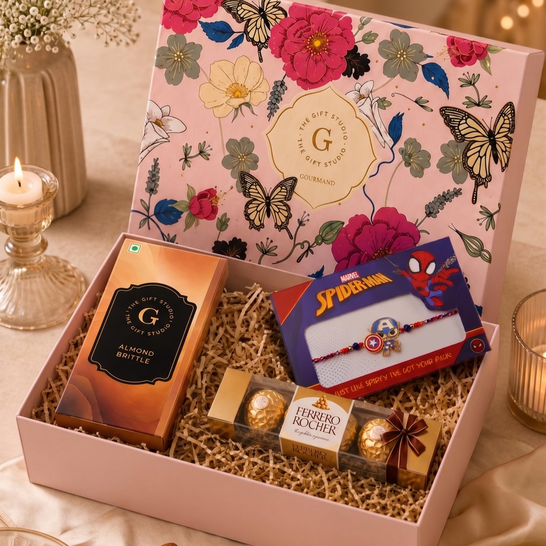 THE GIFT STUDIO.COM | Special Rakhi Gift Hamper for Kids | Captain America Rakhi, Ferrero Rocher, Almond Brittle & Celebration Box | Raksha Bandhan Gift-image-5