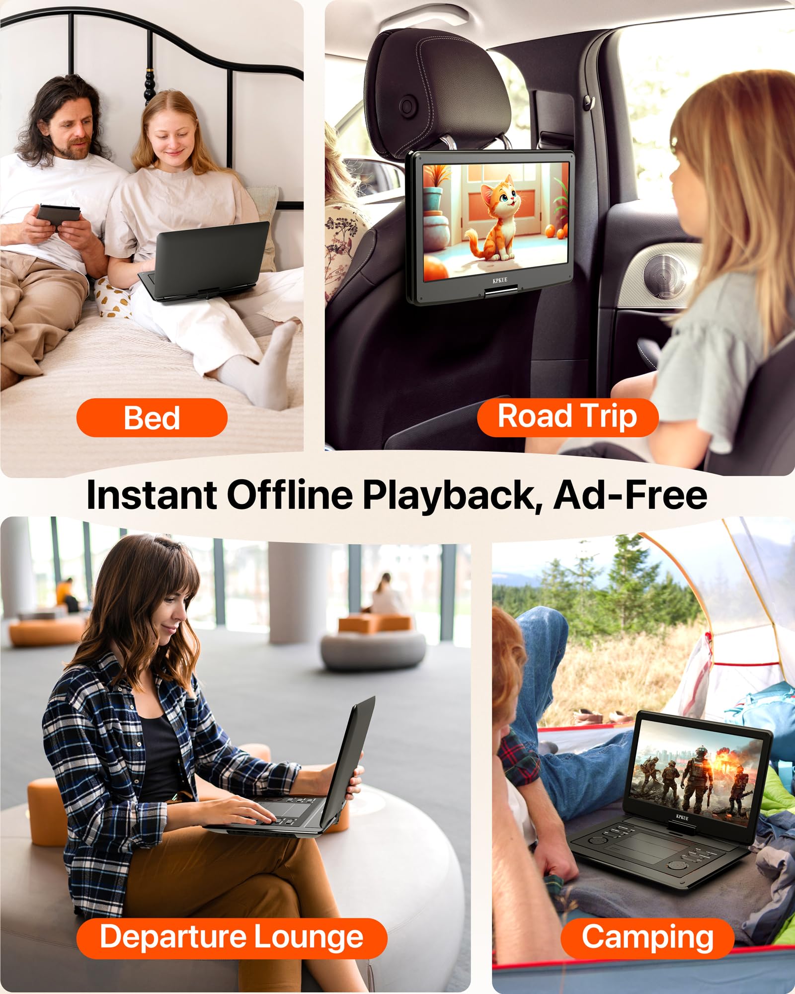 Lettore DVD portatile da 15,6 pollici con schermo FHD - Ampio display girevole per fornire intrattenimento in auto, batteria integrata a lunga durata, supporta più formati di dischi, HDMI, USB, SD