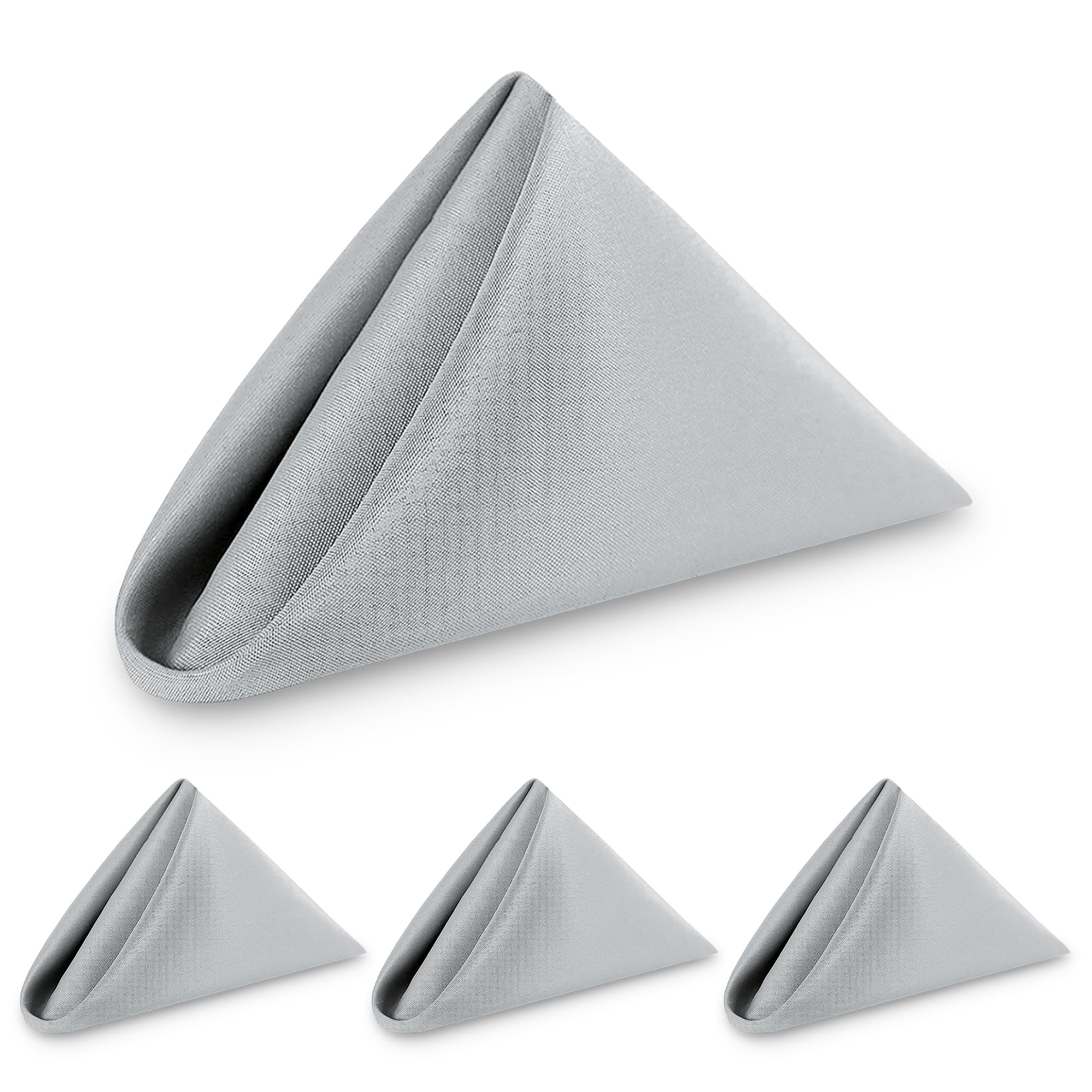 WedDecor 20 x 20 Inch 100% Polyester Cloth Napkins Silver, 6pcs — image 1