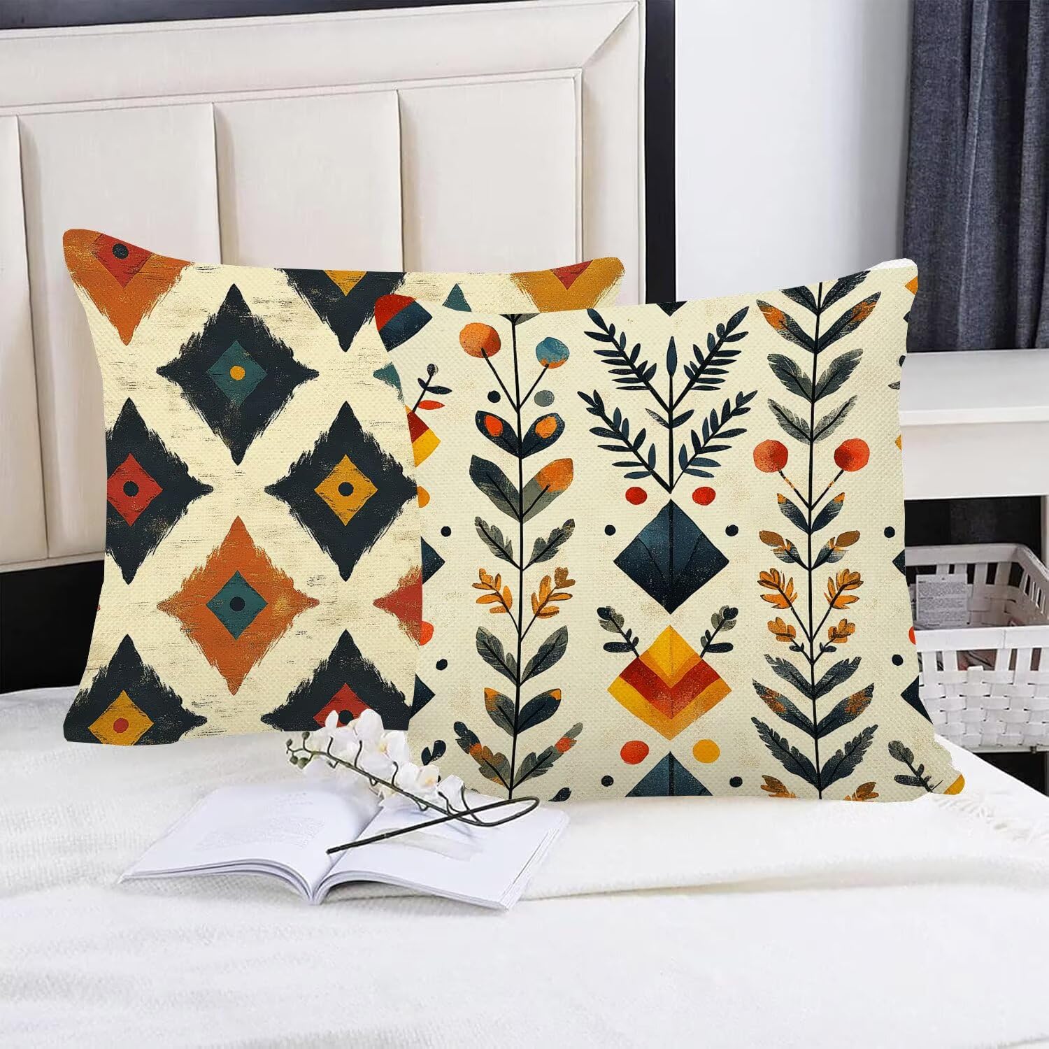 Coussin Canape Couleur Europe du Nord 40 x 40 cm Housse Coussin Exterieur, Lot de 4 Housse Canapé Souvenir, Doux et respirant Coussincarré d'extérieur pour Salon Chaise Jardin Décoration Maison m-56