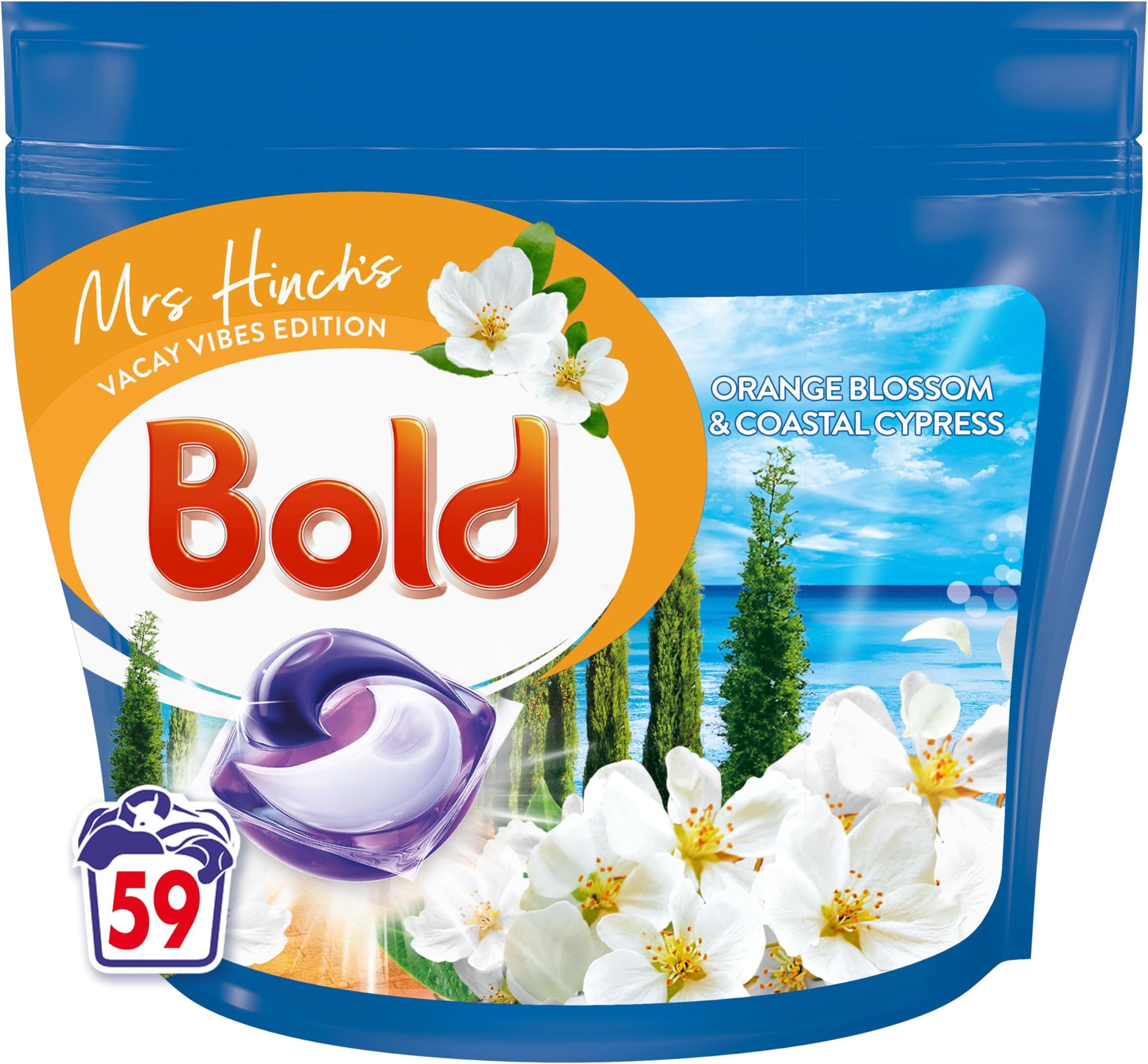 Bold PODS® Washing Liquid Capsules, 59 Washes, Orange Blossom & Coastal Cypress, Part Of Mrs Hinch's Vacay Vibes Collection