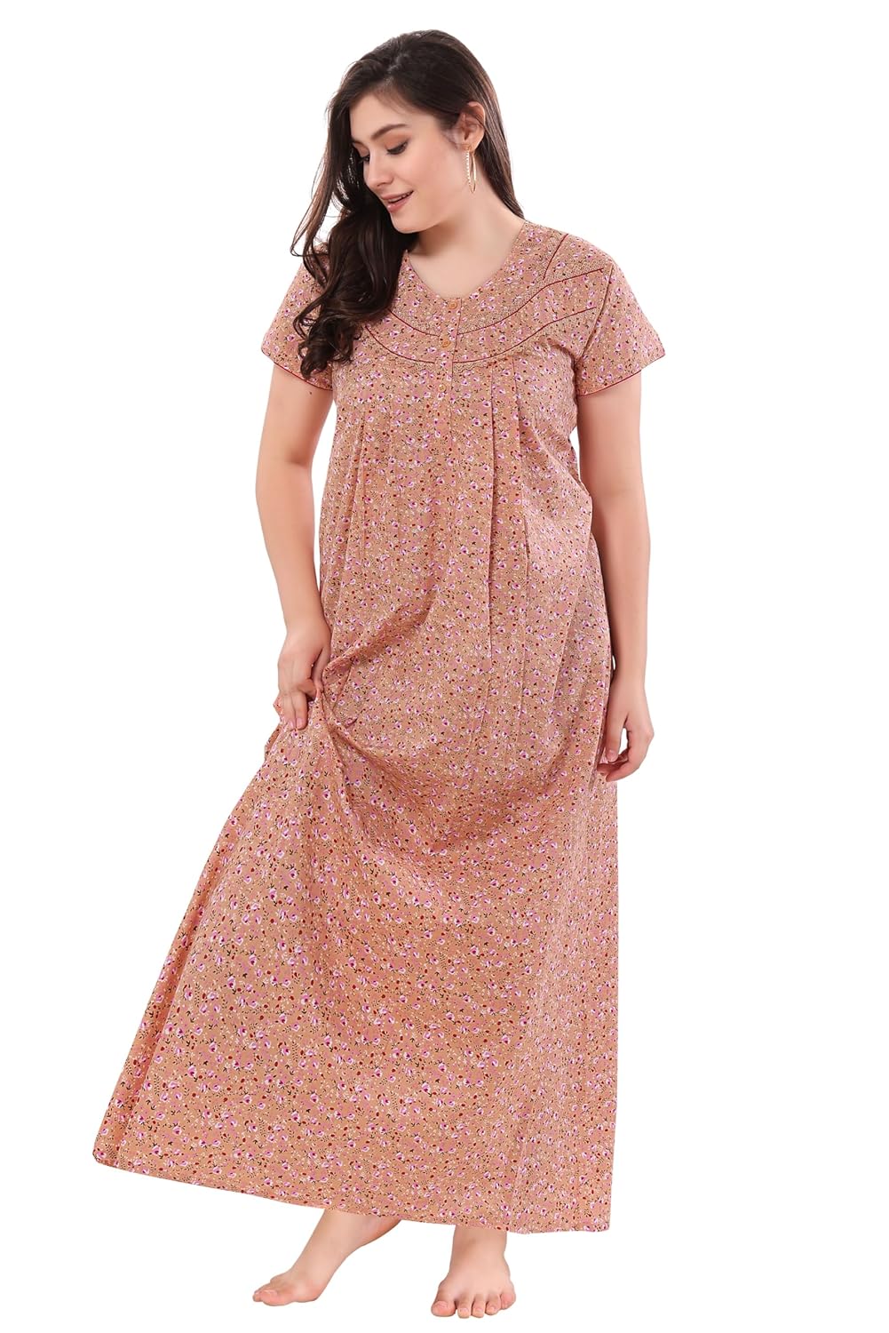 Soulemo Women Cotton Floor Length Nighty 1633 Soulemo Women Cotton Floor Length Nighty 1633