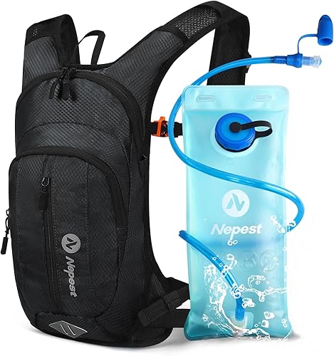 Miniatura 13 de Nepest Hydration Pack Backpack for Women & Men, Lightweight Water Backpack with 2L Water Bladder for Hiking Cycling Running Biking Púrpura,Negro