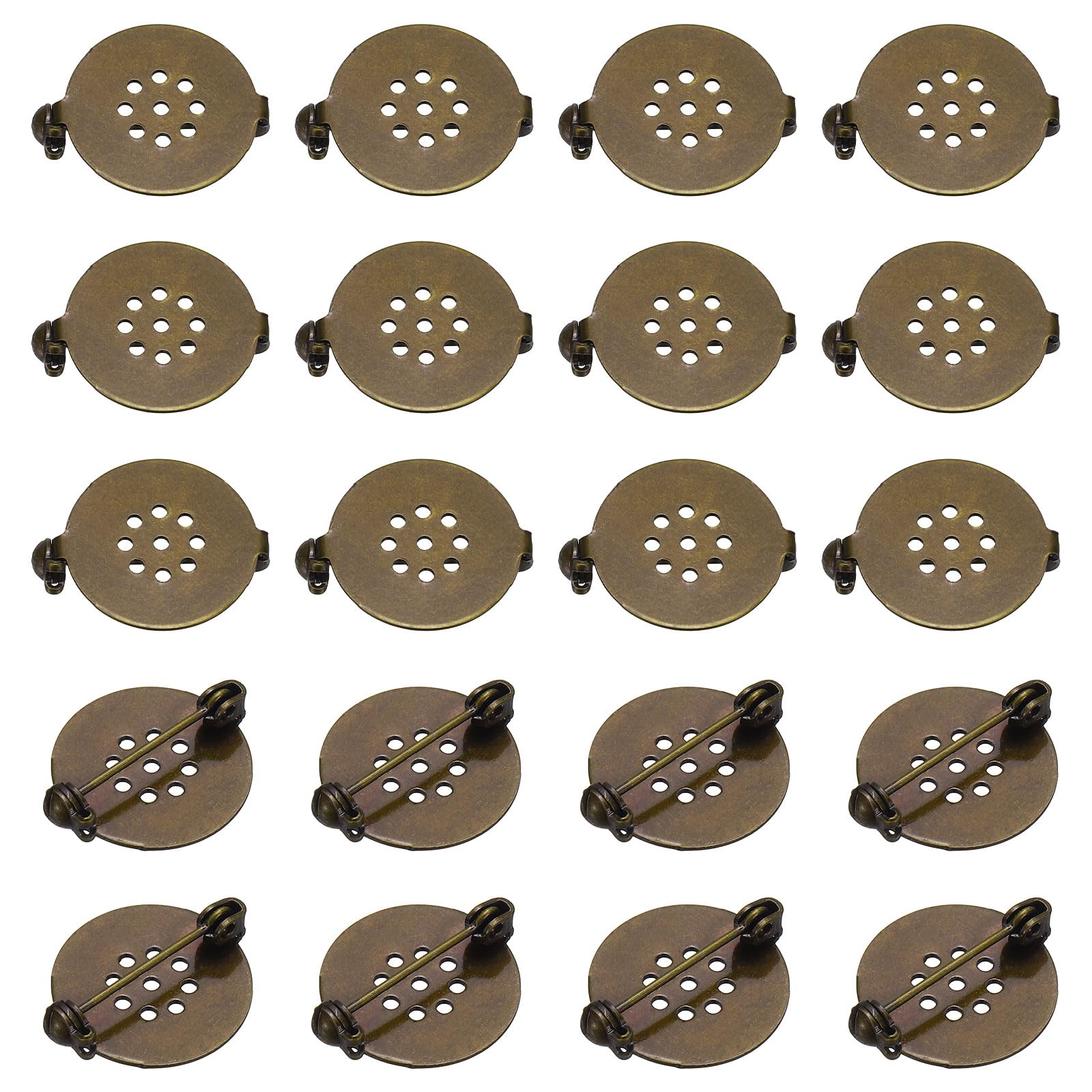 sourcing map 20 Pcs Brooch Pin Backs, 17mm Blank Round Disc Lapel Pin Backs for Jewelry Making DIY Crafts Badges Corsage, Bronze