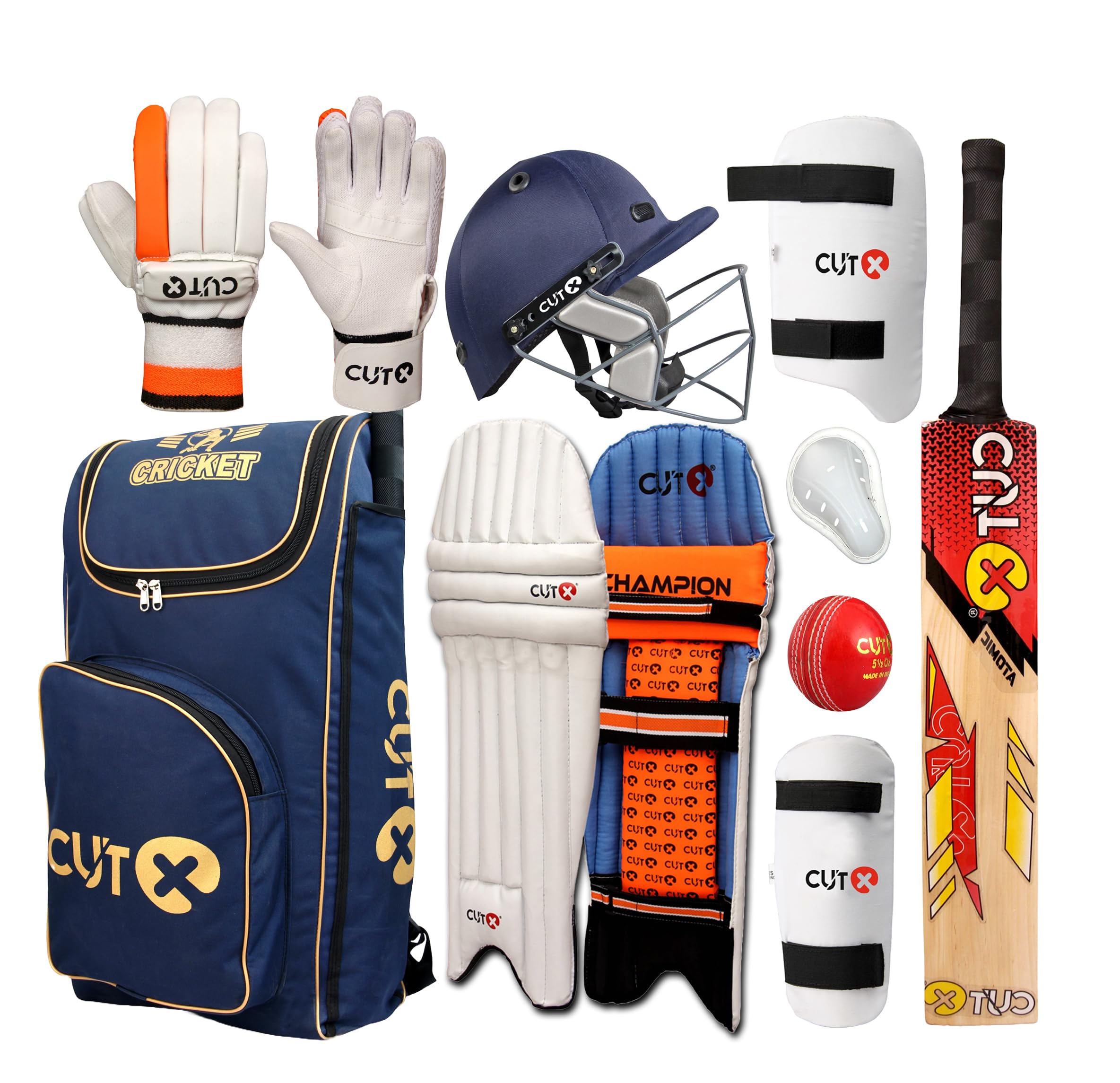 CUT X Eco Cricket Kit School Backpack Full Kit for Small Boys - Girls to Men - Women Cricket Kit with Bat Complete Cricket Equipment Leather Ball Kashmir Willow All Bat (Size 3 for 8 to 9 Years)-image-21