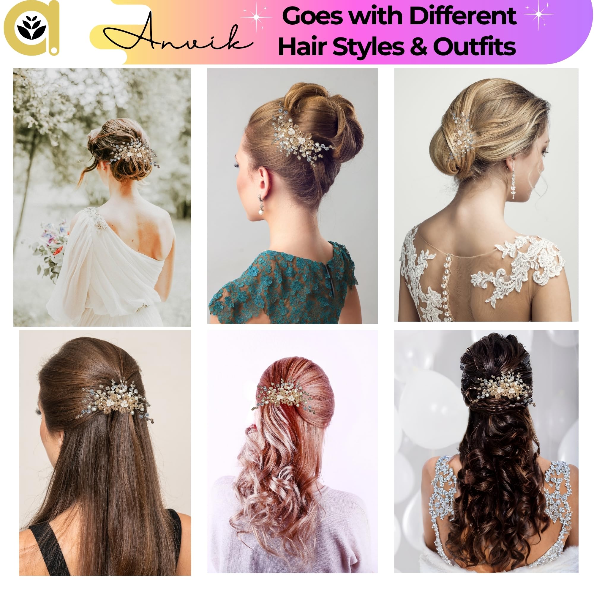ANVIK Pearl And Crystal Fancy Hair Clip/Side Pin/Comb Pin/Juda Pin/Crystal Bun Pin For Women And Girls Bride Hair Styling Wedding Hair Accessories For Women Flower Hair Accessory - Image 4 thumbnail