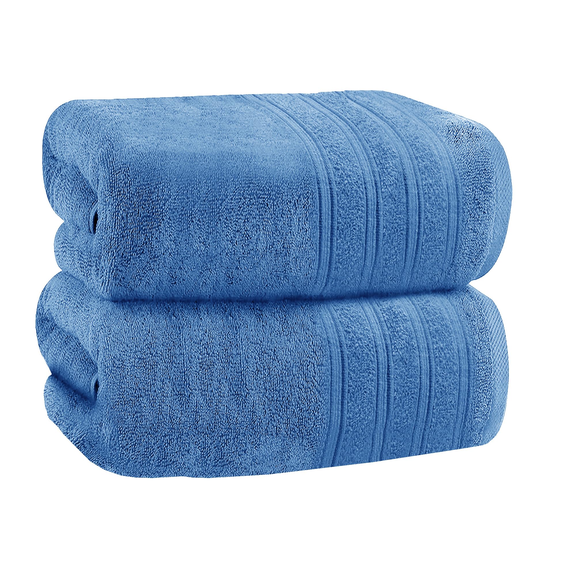 Velosso 2 Pack Hampi Super Jumbo Bath Sheets Luxuriously Soft, Highly Absorbent 100% Combed Ring Spun Cotton, Oversized Thick Bath Sheets 100 x 200 cm, Premium Bath Sheets Spa & Hotel (Blue) — image 1