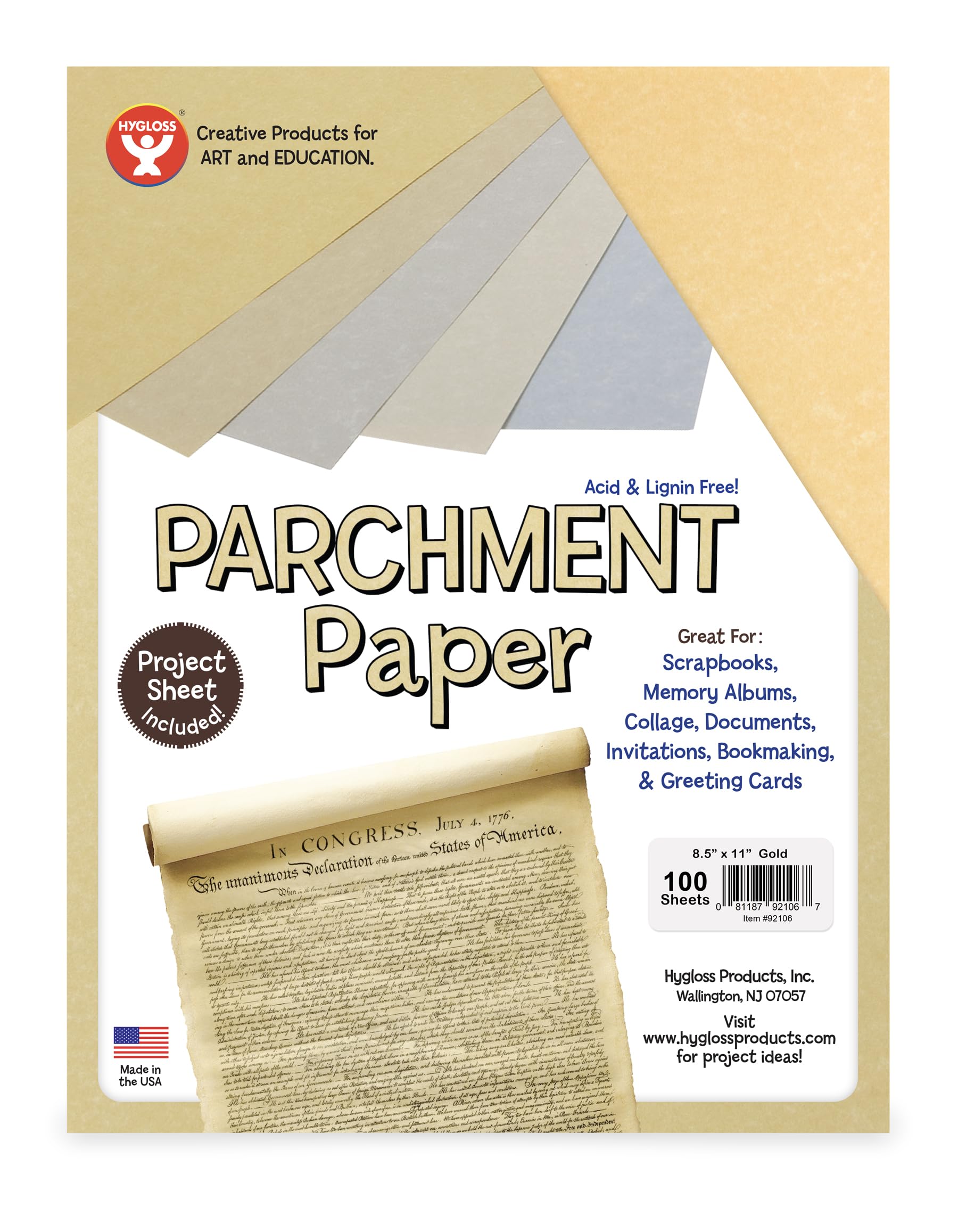 Papier parchemin doré 8,5x27,9 cm pour calligraphie et loisirs créatifs