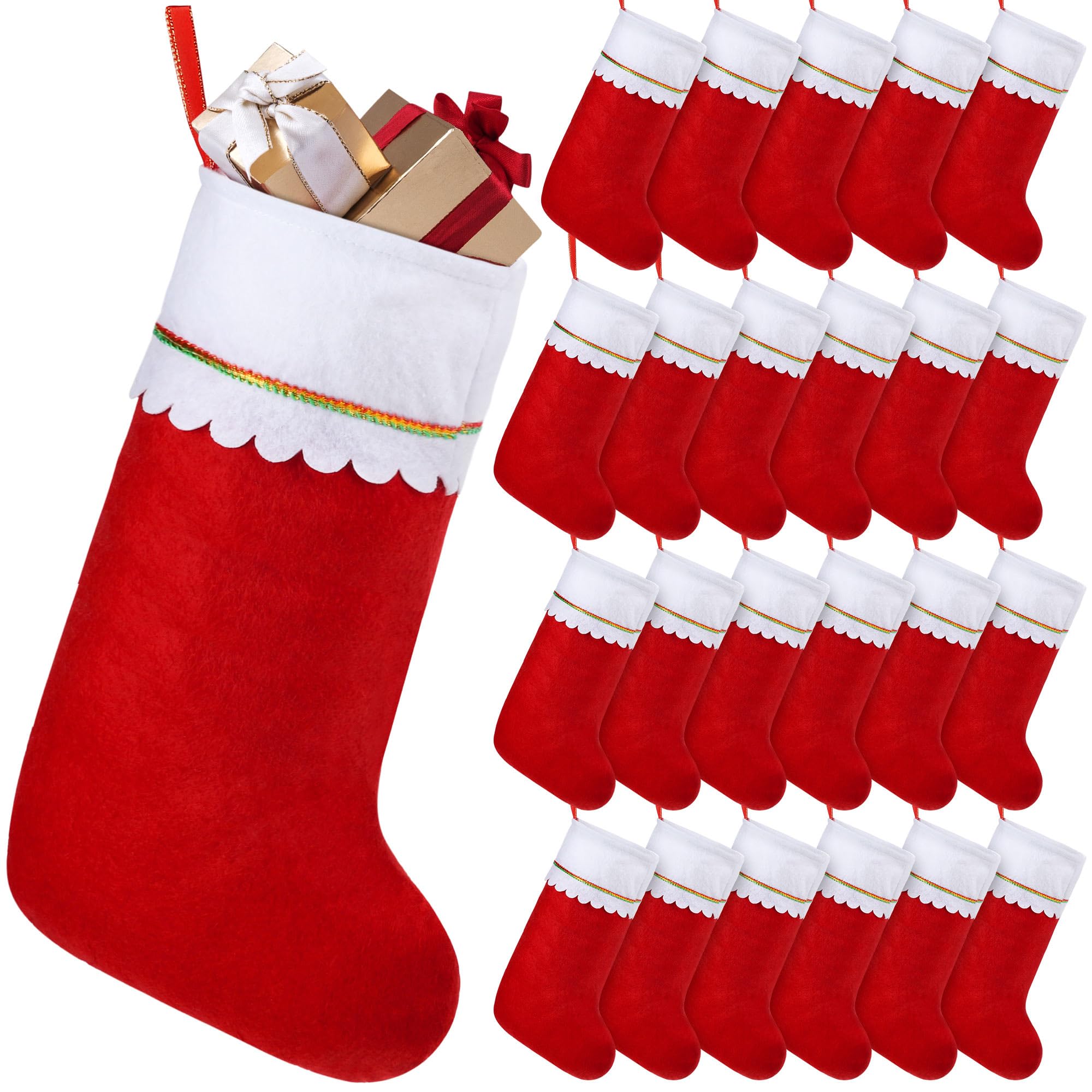 Shojoy 24 Pack Red Felt Christmas Stockings Bulk 18