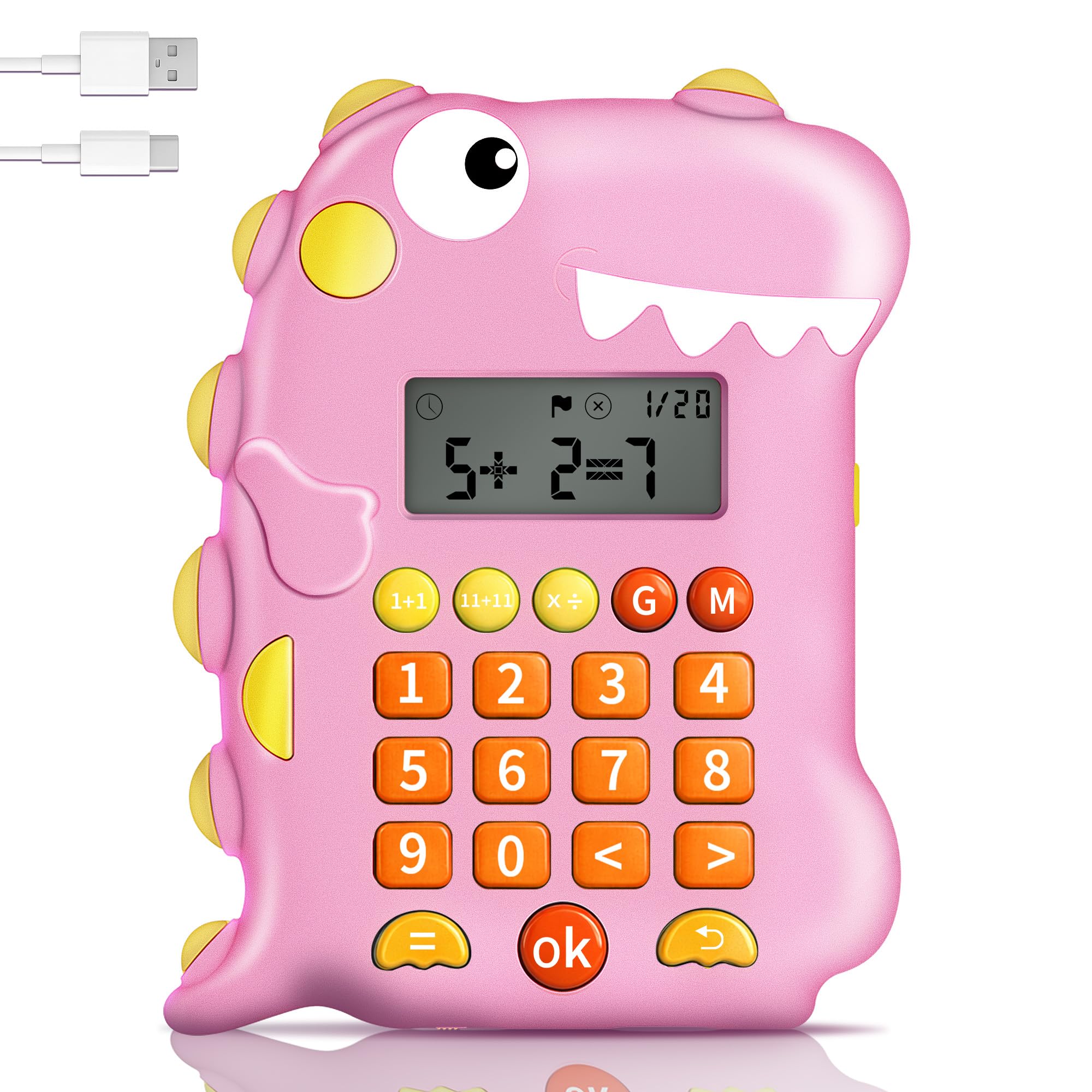 JAESITETER Math Games for Kids Ages 5-12, Portable Toy Calculator, Practice Addition, Subtraction, Multiplication and Division, 4 Logical Modes, 100,000 Questions