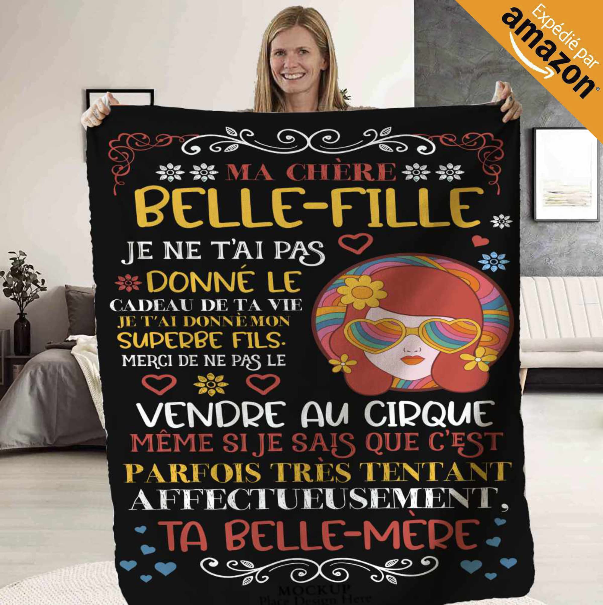 Zinello Design Plaid Personalizzato Per Figliastra - Morbido Pile Con Frasi Simpatica, Coperta Regalo 140x180 Cm