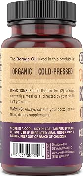 DEVA Vegan Vitamins, Borage Oil 500mg, Source of Omega-6 Fatty Acid GLA (Gamma linolenic Acid), Cold-Pressed & Unrefined, 90 Tablets (Pack of 2)