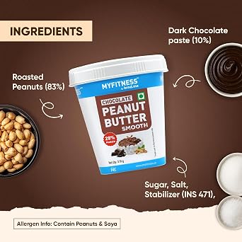 MYFITNESS Peanut Butter Chocolate Smooth Non-GMO Gluten-free No Preservative All Natural Ingredient High Protein Made with American Recipe (17.9 Ounce)