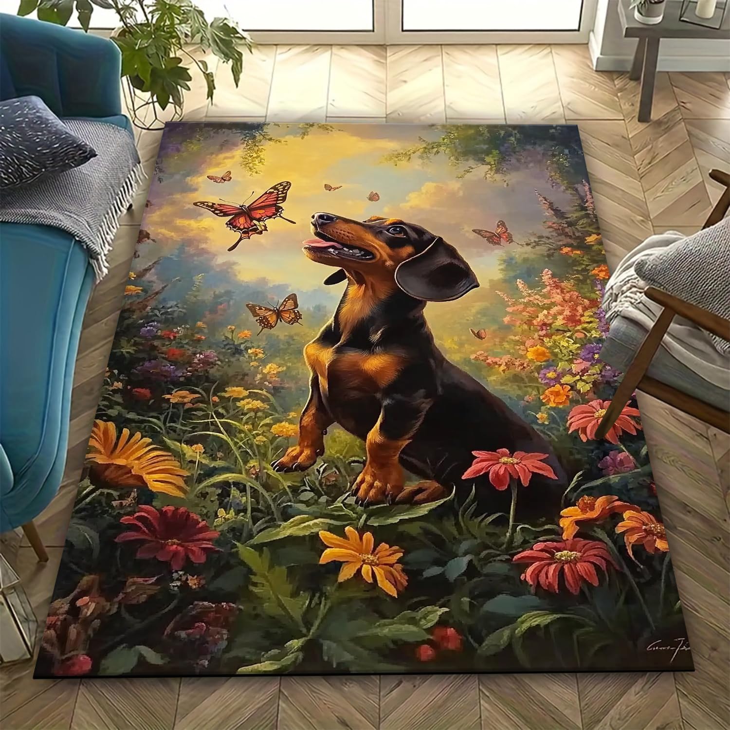 Tapis chien 3D paillasson décoration intérieur lavable 160x230