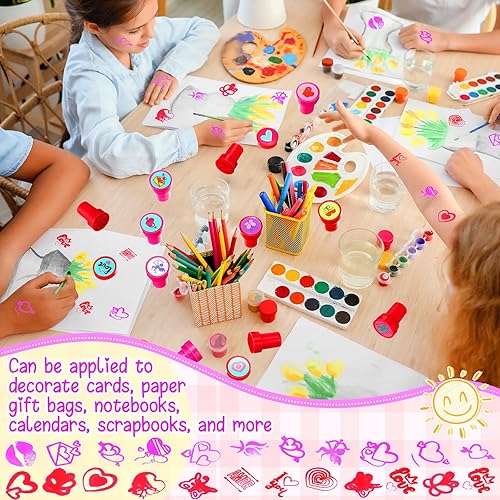 Miniatura 11 de Geelin 100 sellos surtidos de Navidad para niños, sellos de tinta para calcetines a granel, regalos de fiesta para niños, fiesta de Navidad, aula