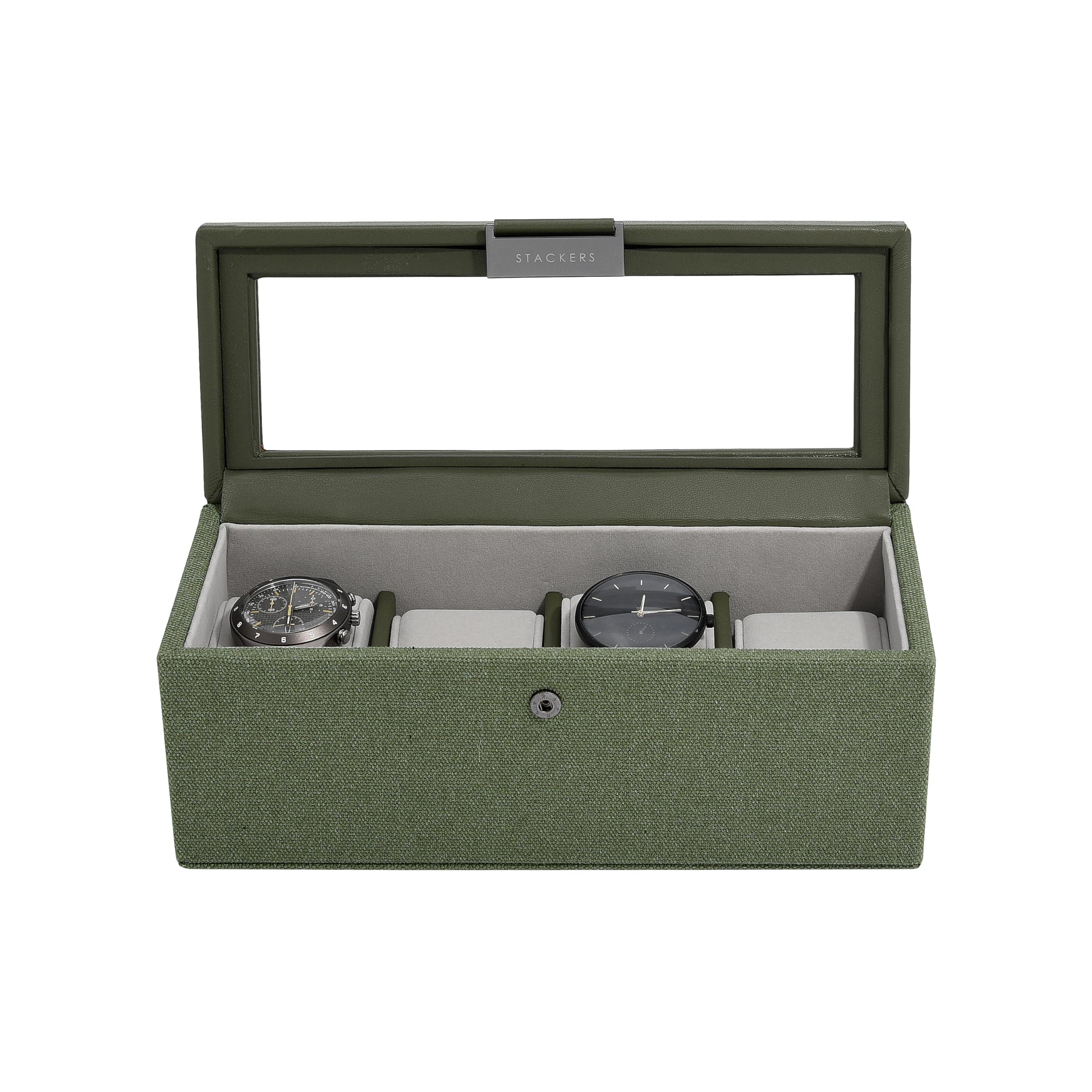 Stackers Green Canvas 4 Piece Watch Box