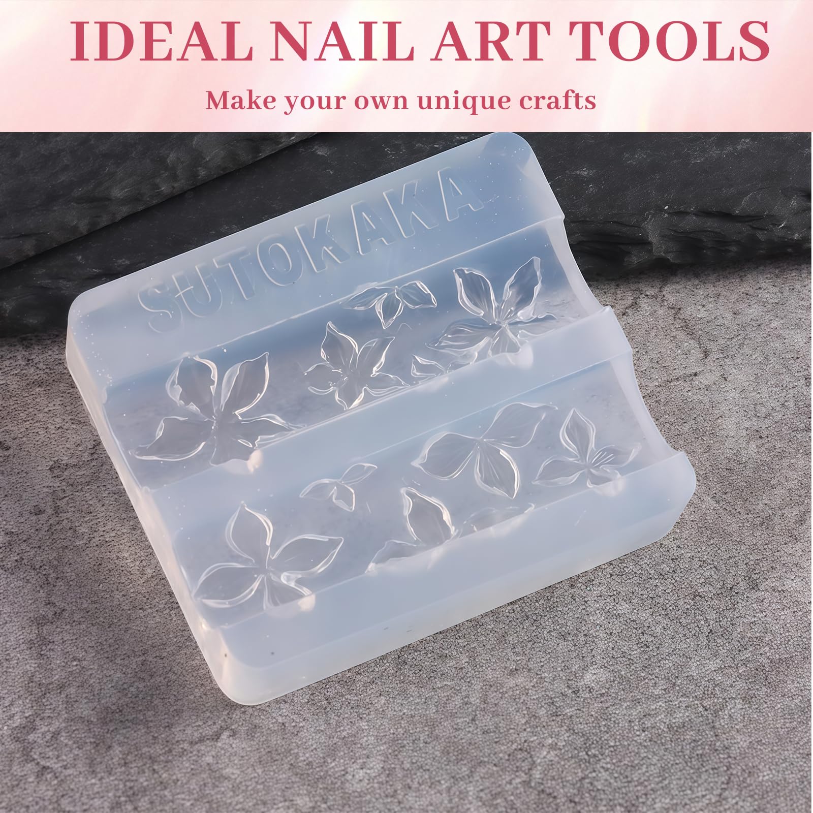 Nails Mold, Stampo per Unghie per Nail Art con Forma in Silicone a Fiori, 3D Gel Nail Art Stampo per Accessori DIY Manicure