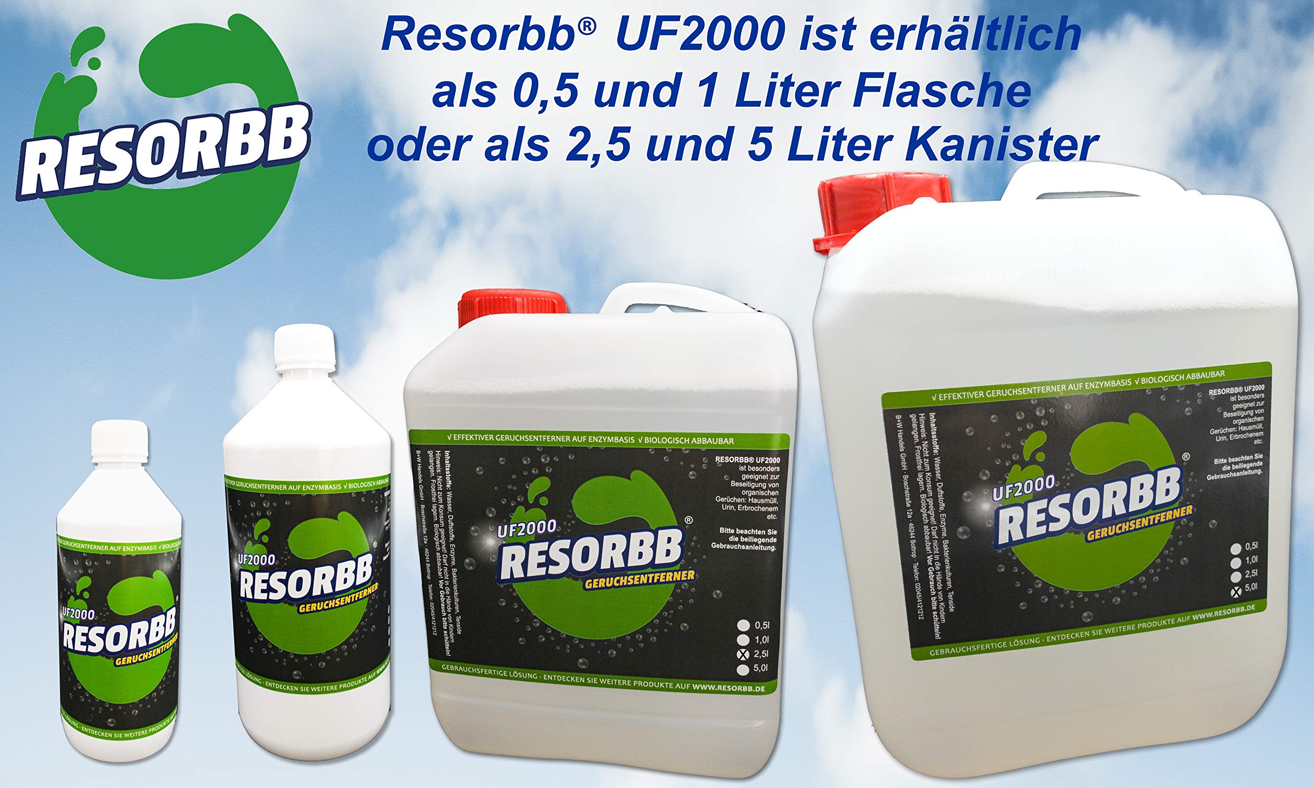UF2000 Geruchsentferner 2,5l. 5-Fach-Konzentrat + Leere Sprühflasche