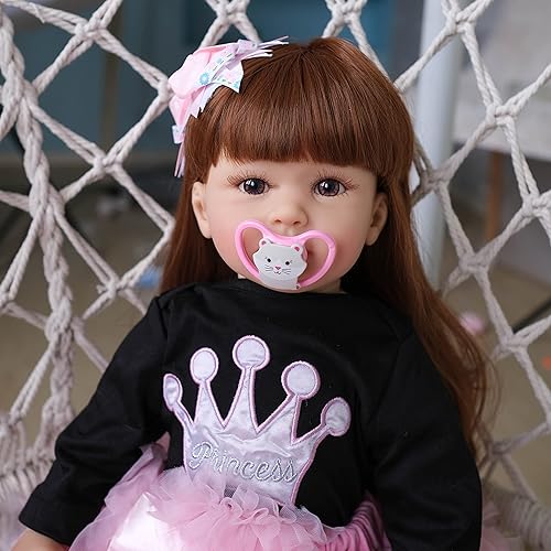 Miniatura 3 de Anano Muñecas Reborn de bebé de 24 pulgadas, 23.6 in, de aspecto real, extremidades de silicona y cuerpo con peso de cabeza, 3-6M Bebe con hermoso