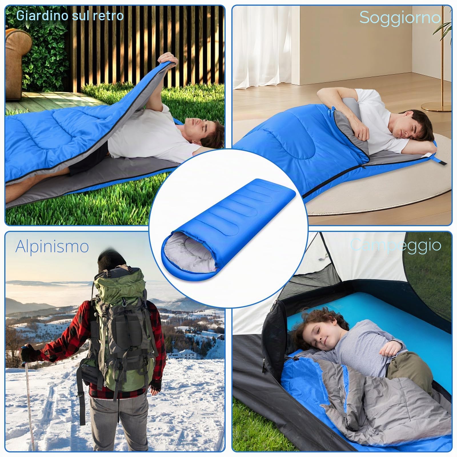Sacco a Pelo, 220 x 85 cm Sacchi a Pelo Invernale per Adulti e Bambini, Impermeabile Sacchi a Pelo Ultraleggero Compatto per Campeggio Trekking, Escursioni, attività all'Aria Aperta