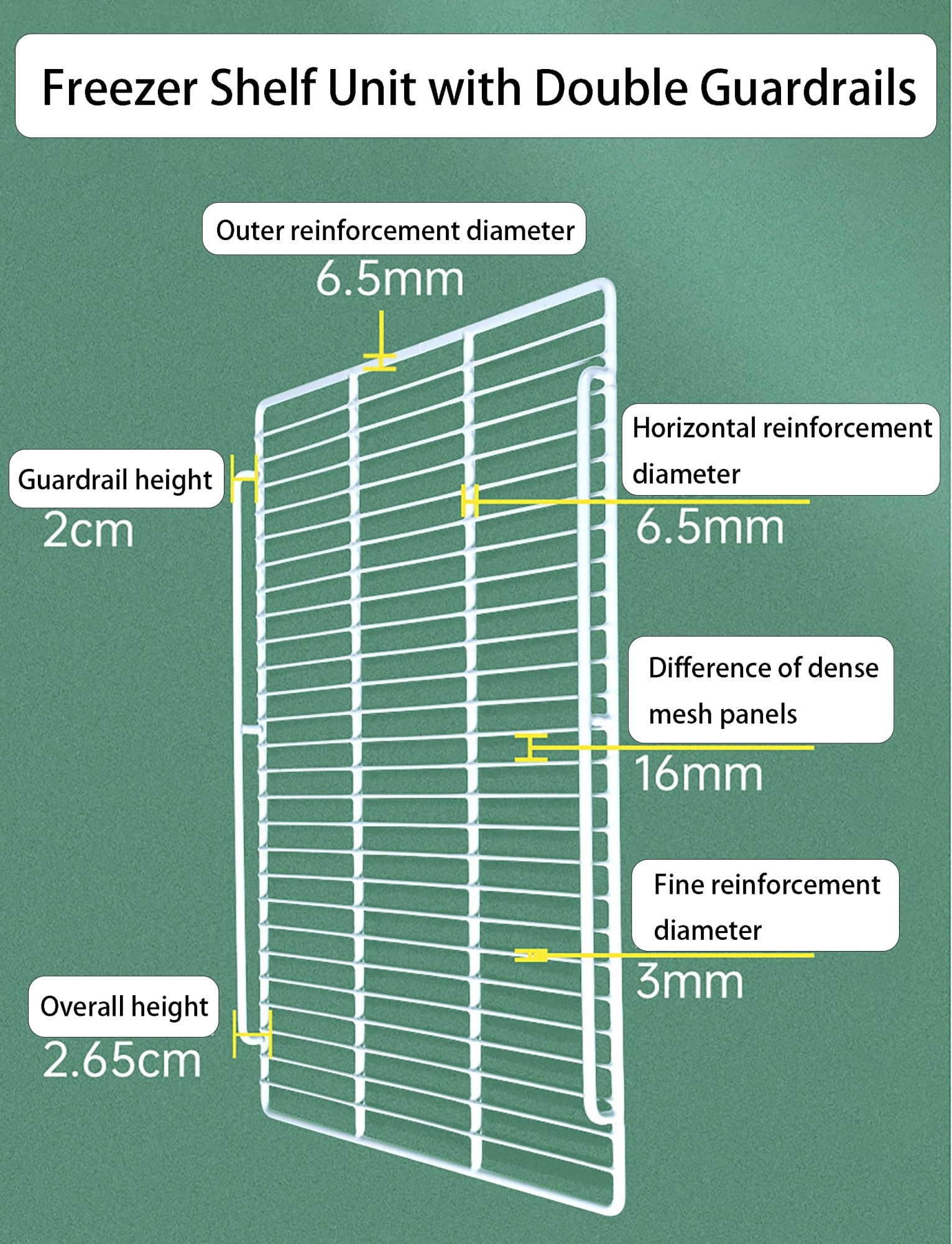 Genérico Rejilla con Doble Borde, Organizador Estante Nevera congelador(Width 55xDepth 40cm)