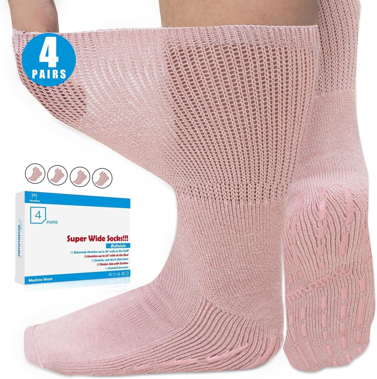 Bulinlulu Extra Wide Socks for Swollen Feet 2 Pairs Super