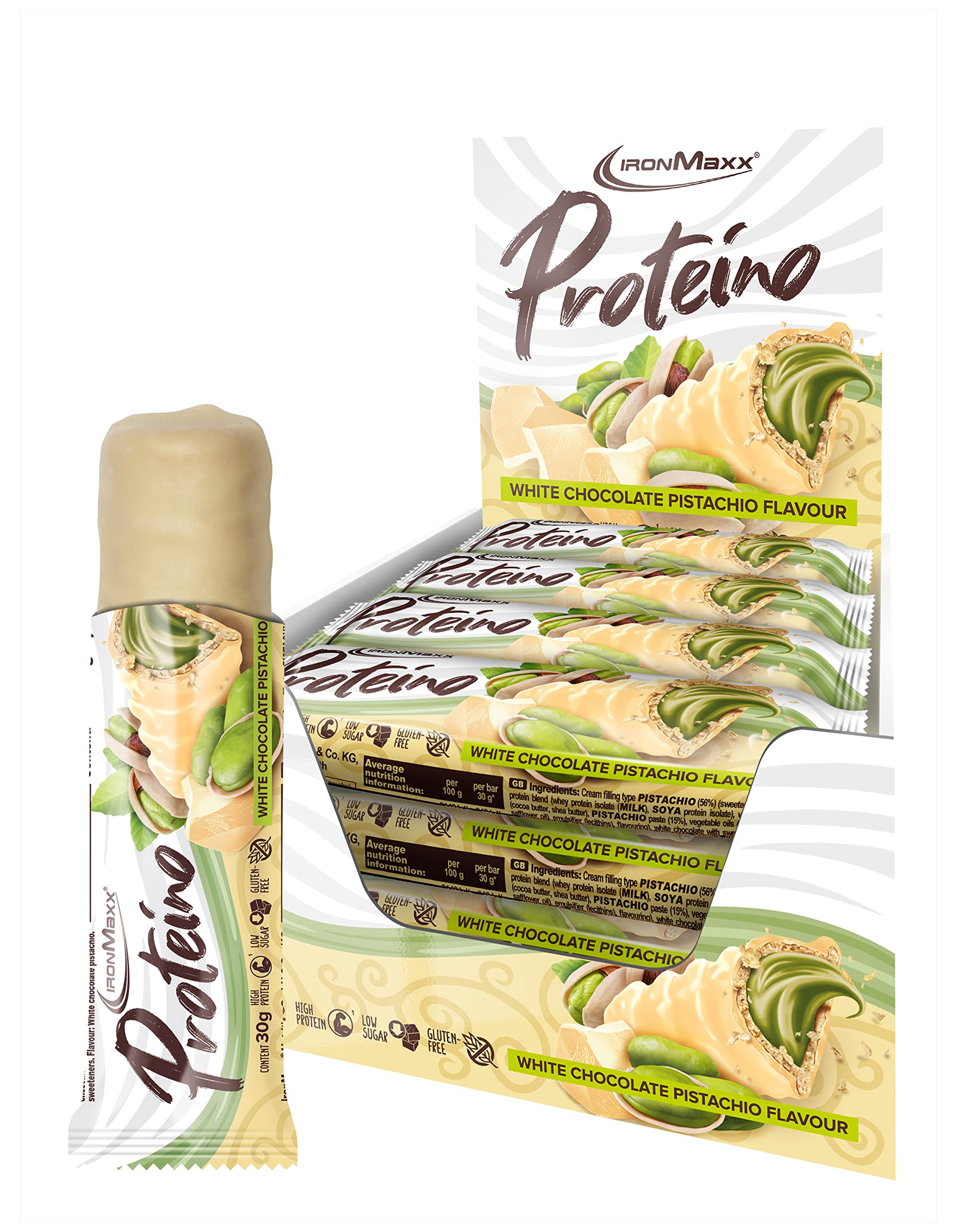 Proteino Proteinriegel White Chocolate Pistachio (12×30 g)