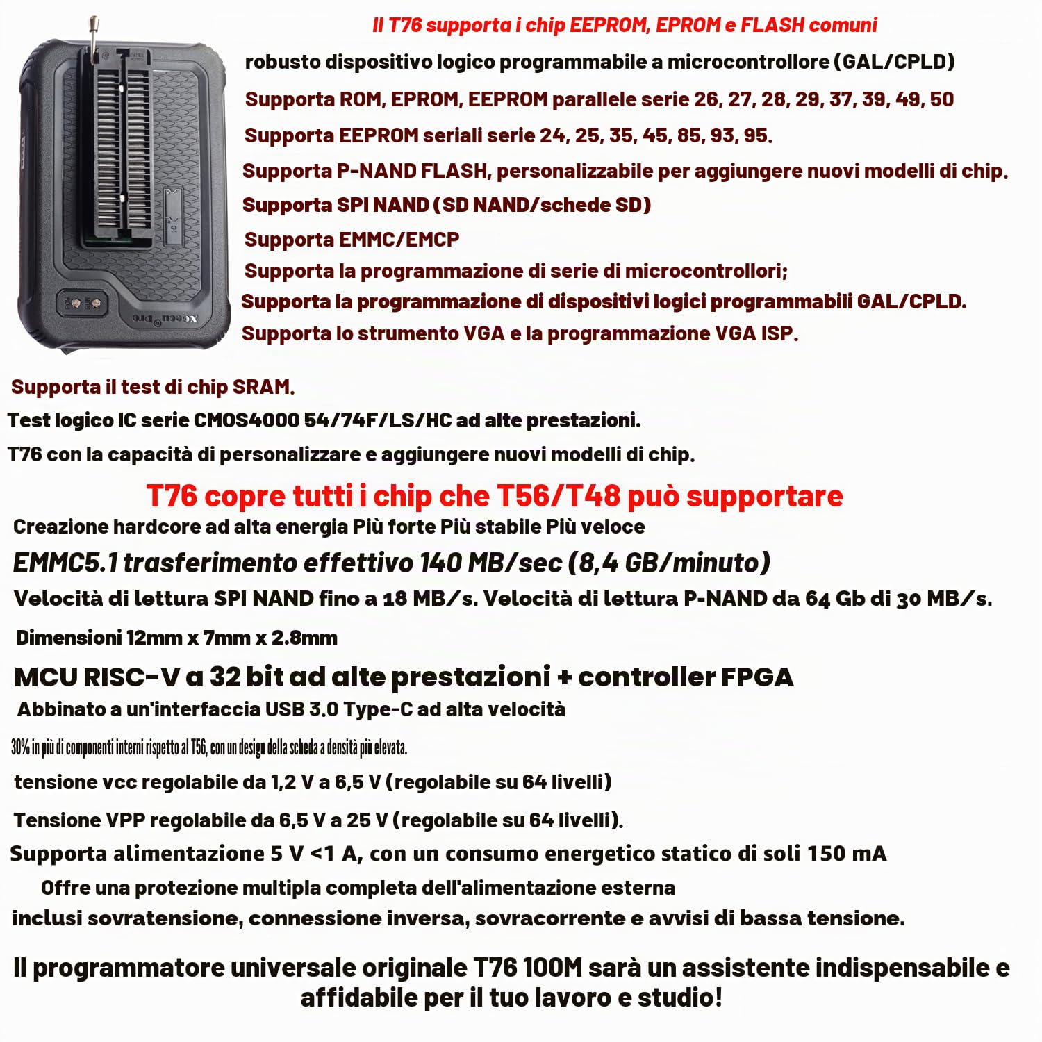 T76 Programmer 6 adattatori For With Xgecu tl866ii plus t48 eprom ISP IC chip PIC/NAND Flash/EMMC programmer socket adapter