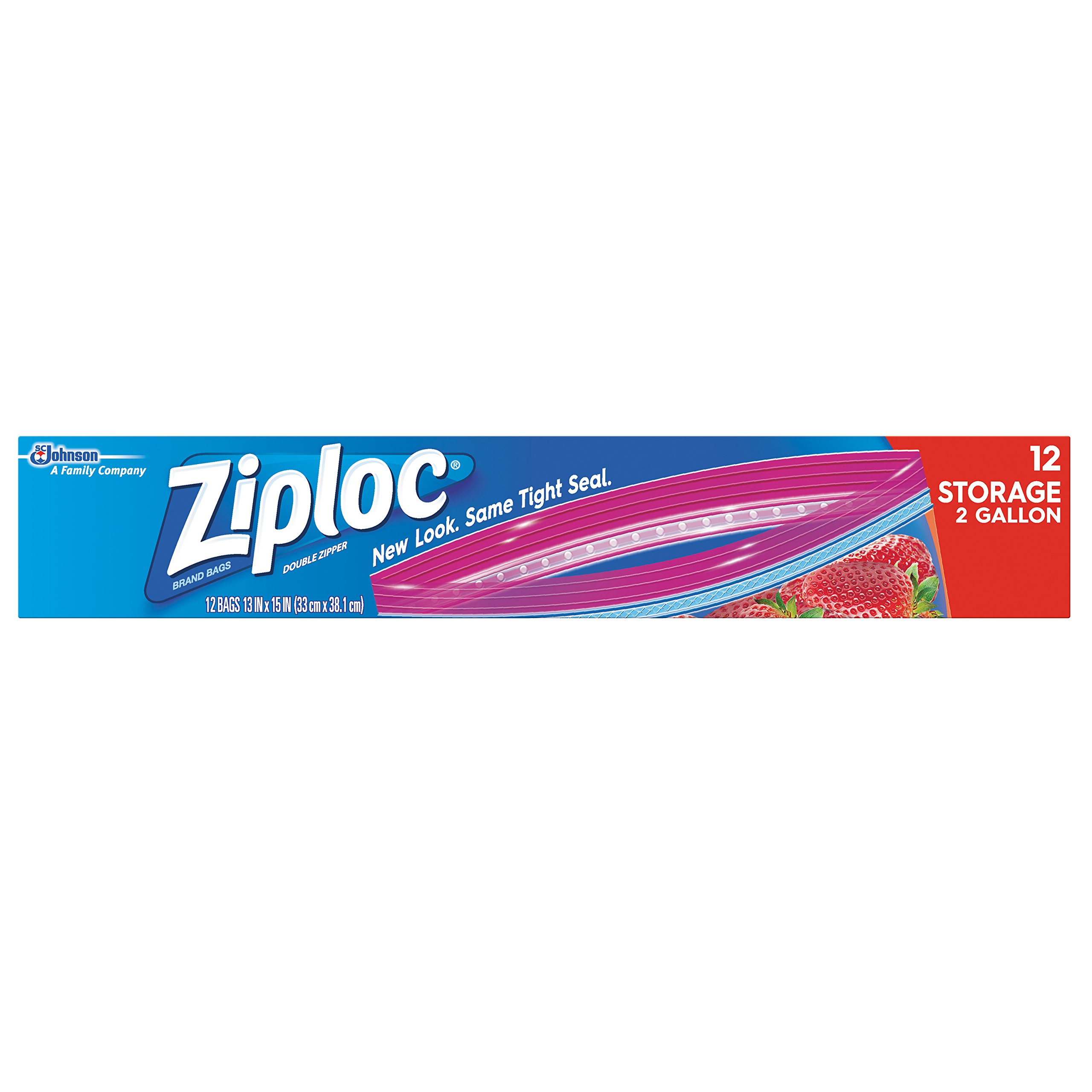 ZiplocDouble Zipper Storage Bag, 2 Gallon Jumbo, 12-Count(Pack of 3)