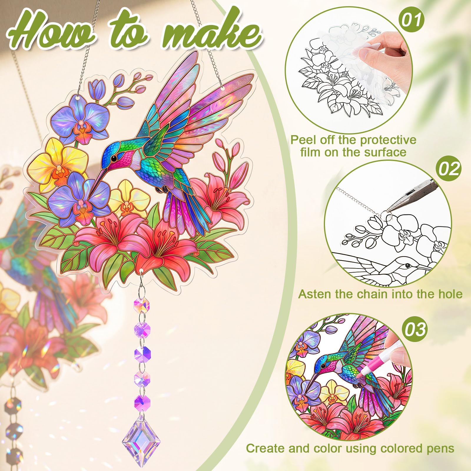 36 pz Suncatchers artigianato kit fai da te arte pittura macchiata