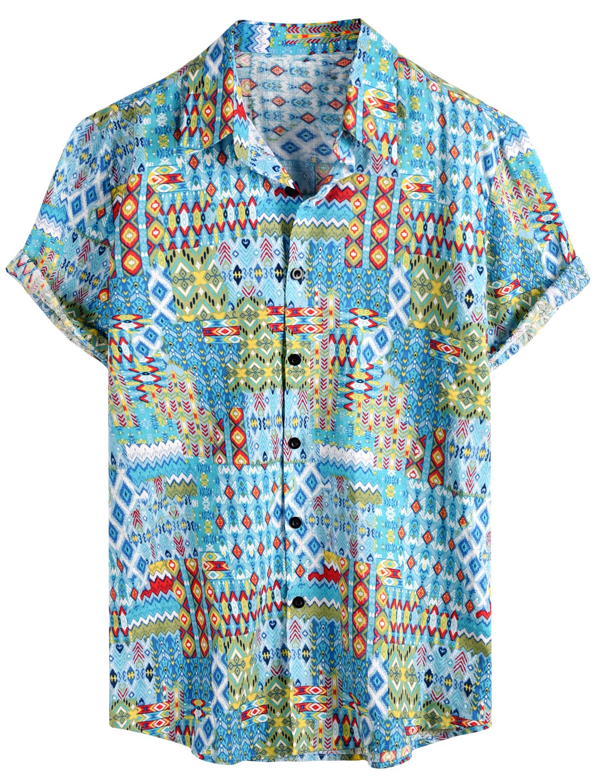 Voqeen Camisas Hawaianas para Hombre, Camisa de Algodón de Manga Corta con Botón Camisetas Informales de Verano con Flores Florales de Aloha para Vacaciones en La Playa Corte Regular