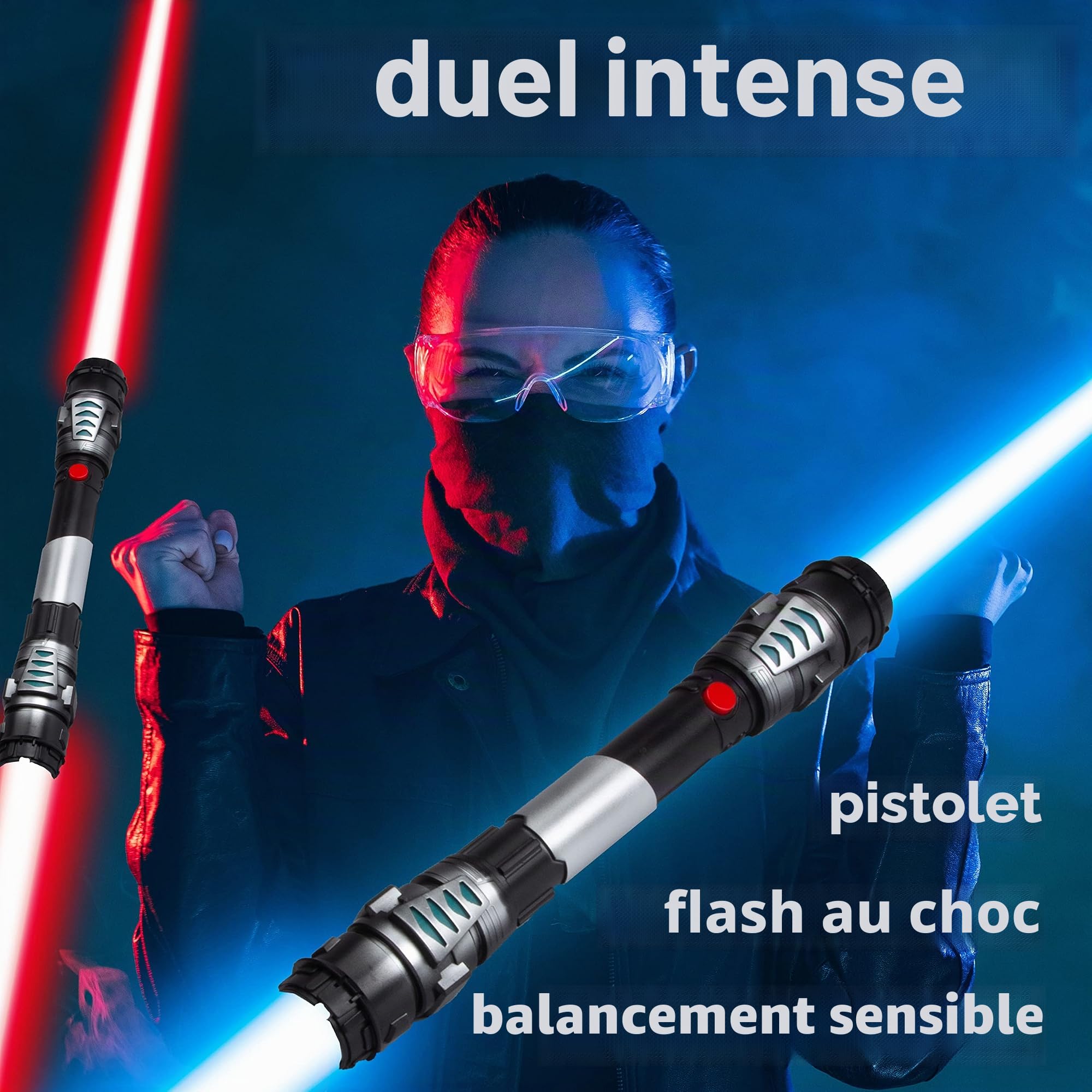 Sabre Laser Double Lame 138 cm Épée Laser avec Éclairage et Sonorisation