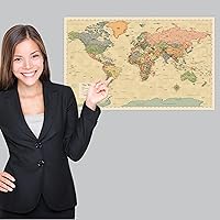 Vista 4 de Póster de Mapa Mundial Laminado - Gráfico del Mapa del Mundo [Amarillo]