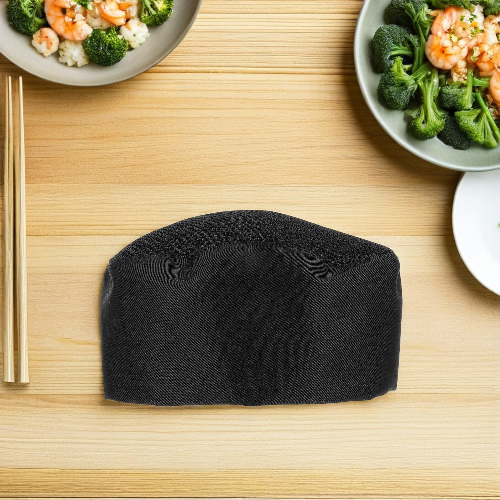 COLLBATH 4 Piezas Gorro de Chef Japonés Transpirable Unisex con Diseño Ajustable Malla Ventilada para Cocina Profesional y Escuela Culinaria Color Negro Resistente Manchas