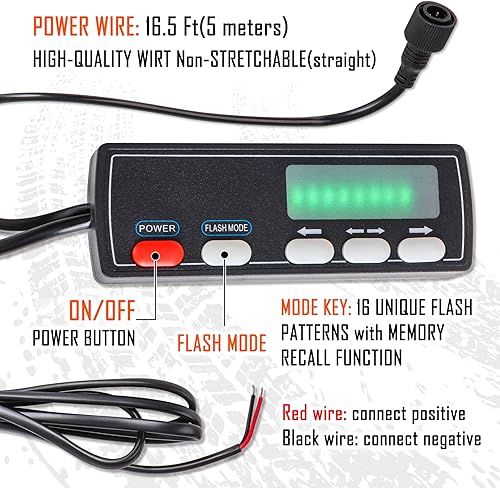 Miniatura 5 de Barra de luz de emergencia LE-JX de 36 pulgadas, con 16 modos de parpadeo, 32 luces LED estroboscópicas, barra de luz de seguridad, auxiliar de