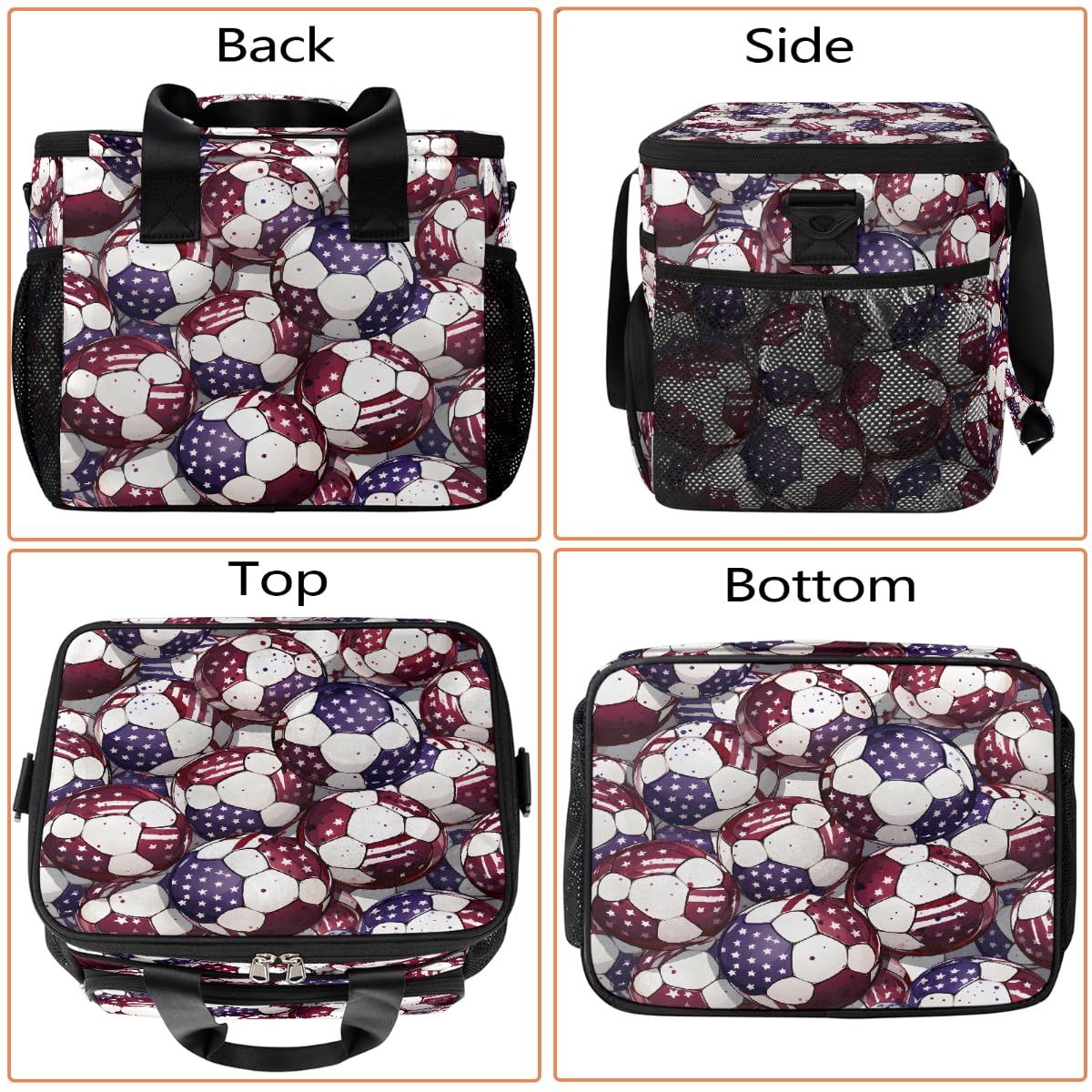 Mexpekil Borsa termica riutilizzabile a prova di perdite per il pranzo da picnic americana Soccer Lunch Box Sport Football Cooler Tote per donne uomini lavoro campeggio spiaggia ufficio 24 lattine 15L