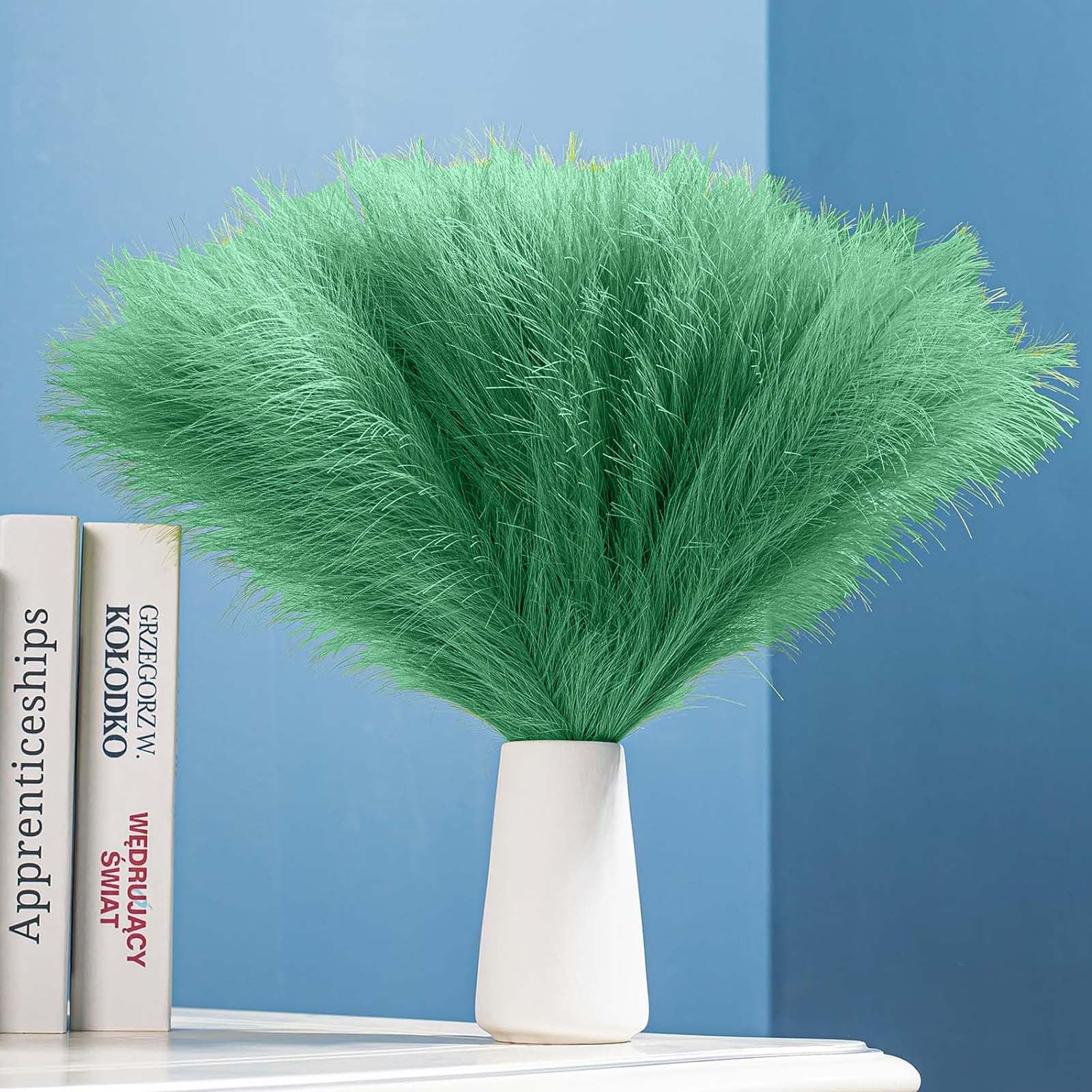 VIDSTW Pack of 30 Pampas Grass Green 55 cm Artificial Decoration Fluffy Faux Boho for Living Room Home Kitchen Wedding