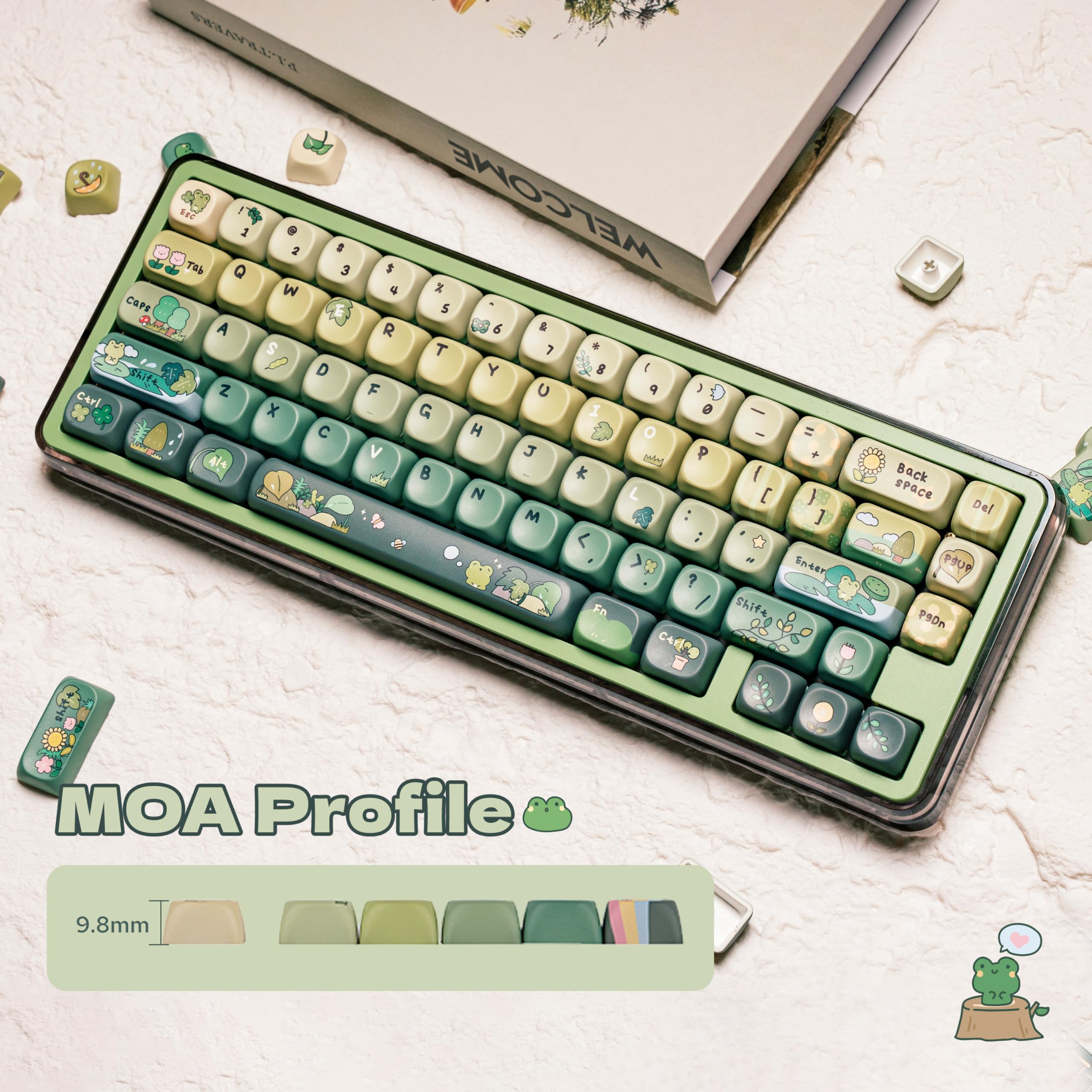 Amazon.com: KiiBoom X Cosydiaries Rainy Froggy Day Keycap Set, 144