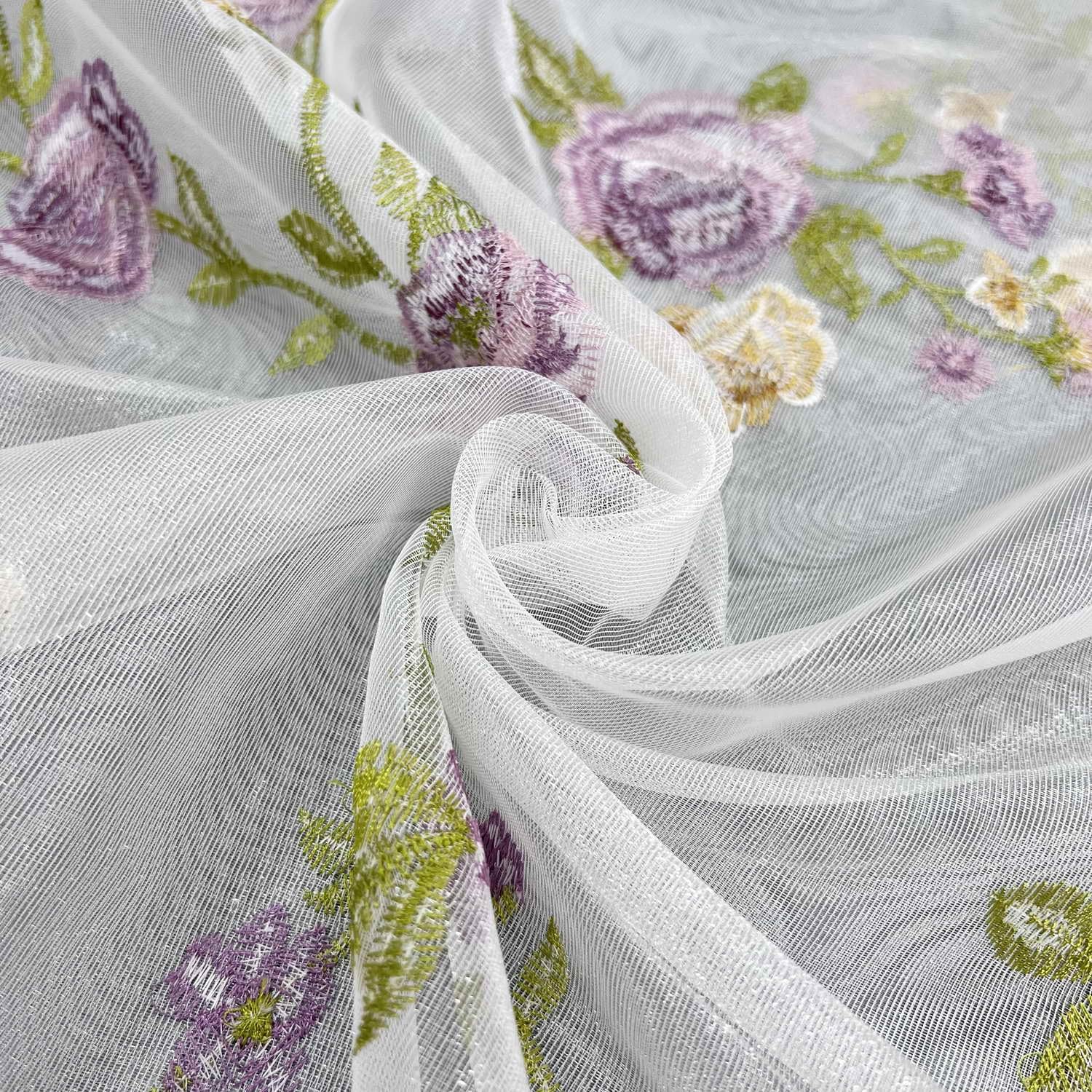 Amazon｜花柄刺繍 薄いレースカーテン 半遮光 遮熱 目隠し 通気性が