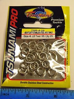 Tsunami Heavy Duty Stainless Steel Split Rings Size 4 Test 55 25 pk