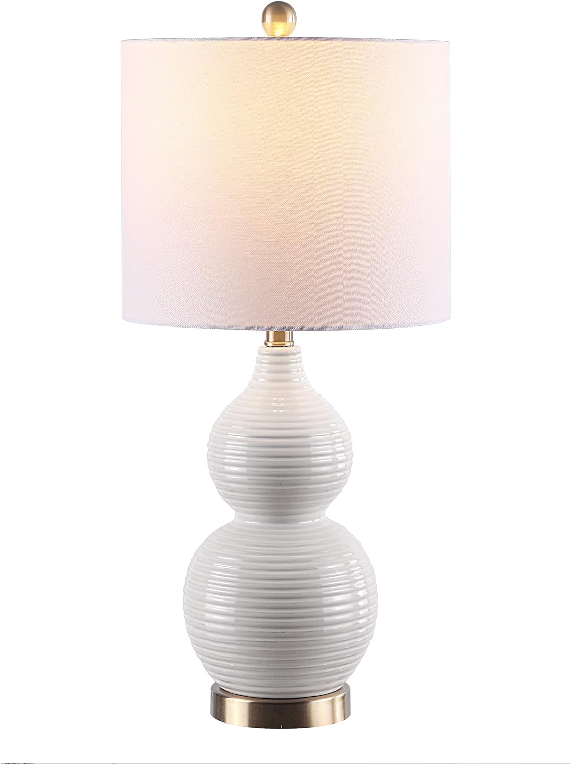 SAFAVIEH Lighting Collection Emery Modern Contemporary Ivory Mosaic Double Gourd 25-inch Bedroom Living Room Home Office Desk Nightstand Table Lamp (LED Bulb Included)