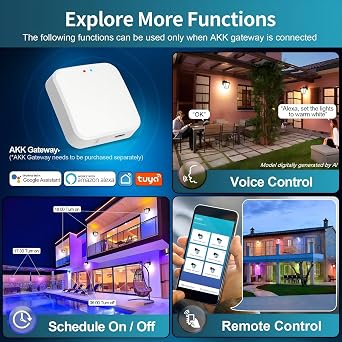 AKK Smart Outdoor Wall Lights with GFCI Outlet, APP Control RGBCW Color Changing Porch Lights, IP65 Waterproof, ETL Listed LED Lantern Light for Porch Patio Garage, Work with Alexa (Required Gateway)