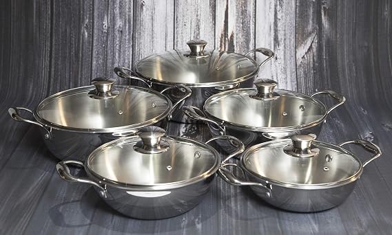 5032 Tri-Ply Wok with Glass Lid, 2.2L-22cm, Stainless Steel, Silver