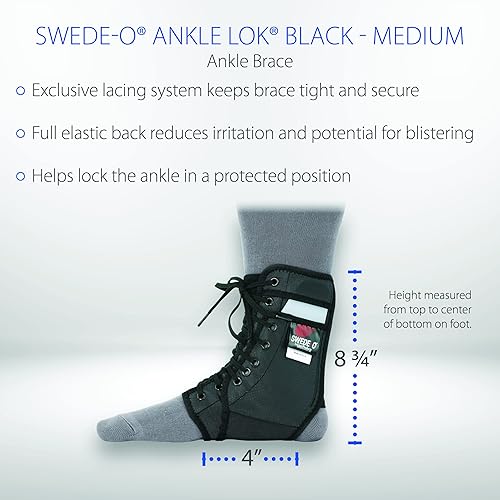 Miniatura 5 de Swede-O Ankle Lok tobillera, ANKLELOKBLKMDBULK, M, Negro, 1, 1