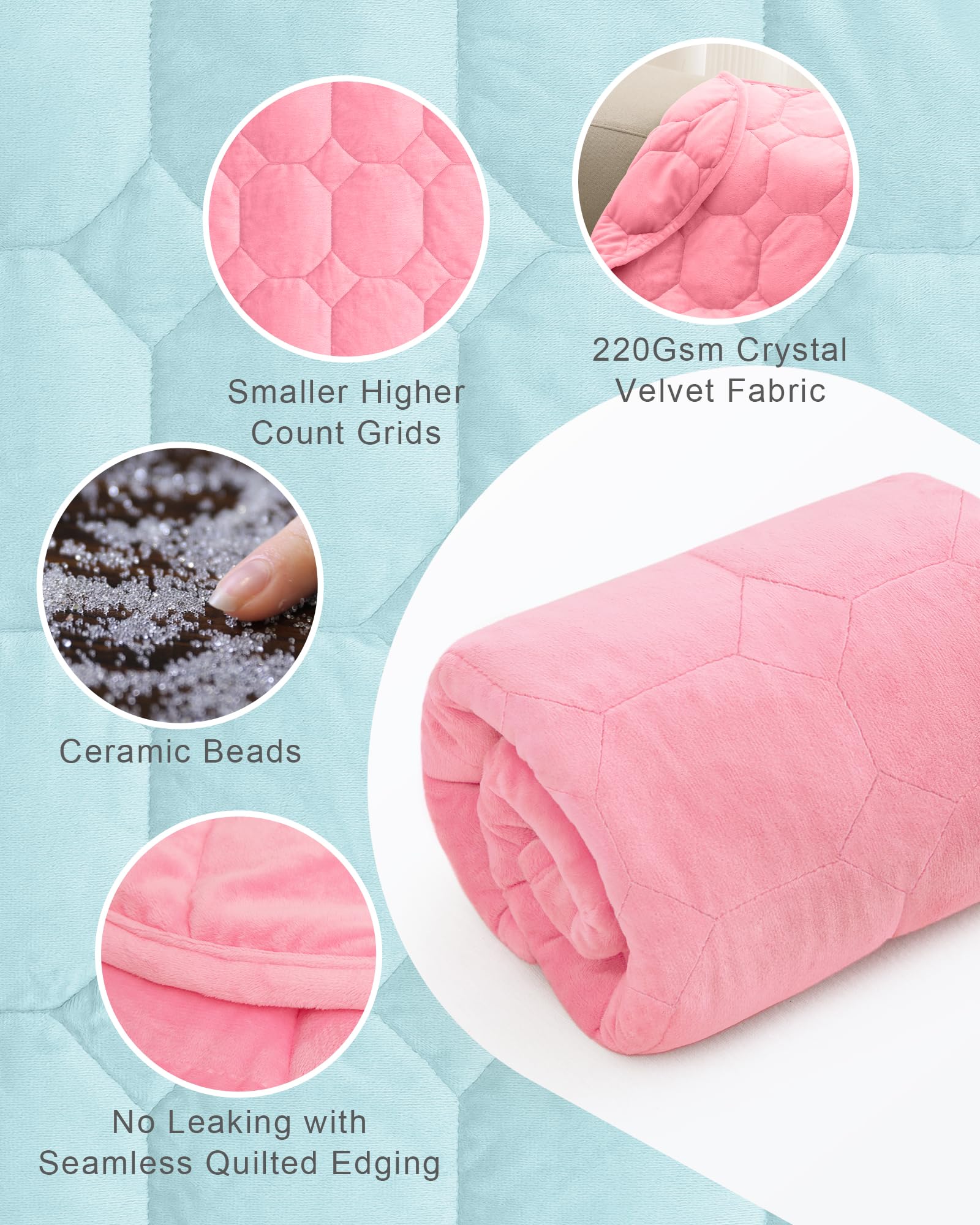 Weighted Lap Blanket Pad 7lbs for Adults Luxury Crystal Velvet Small Weighted Blanket for Relaxation Lounging - Image 4