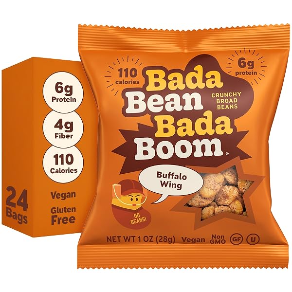 Bada Bean Bada Boom - Plant-Based Protein, Gluten Free, Vegan, Crunchy Roasted Broad (Fava) Bean Snacks, 110 Calories pe