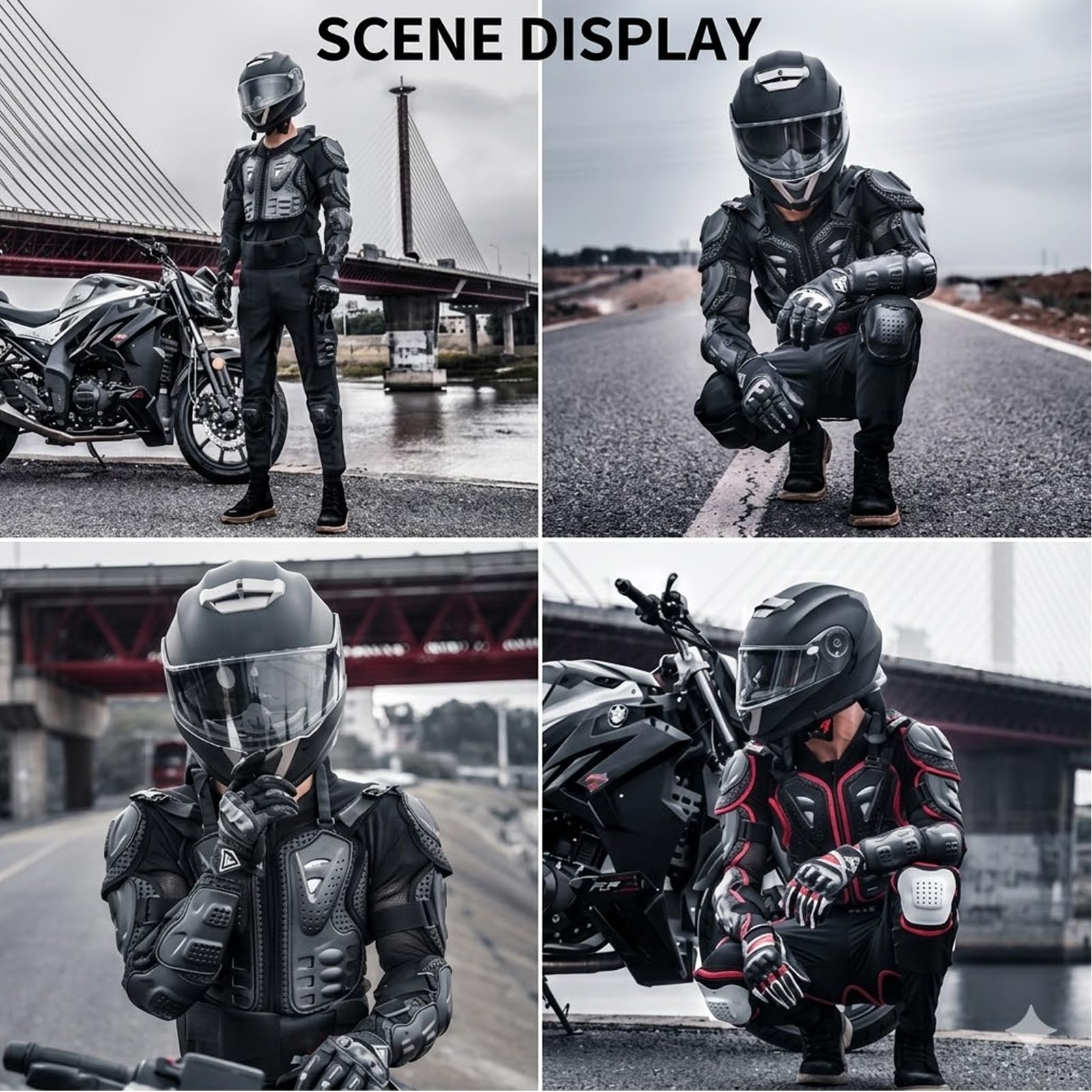 Conjunto de Protección Integral para Moto Armadura de Motocross de Alto Impacto para Hombre con Chaleco Protector de Pecho y Espalda Equipo Transpirable para Dirt Bike y Off Road,Black-4XL